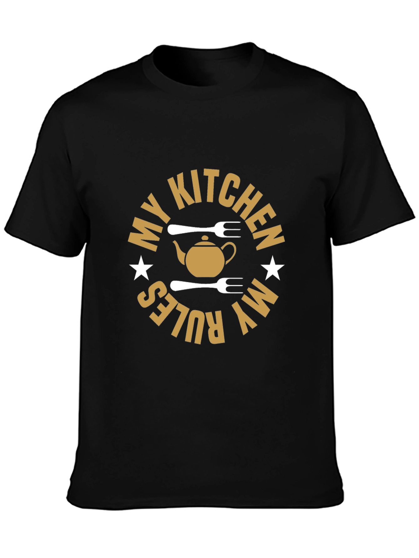 Black My Kitchen My Rules Funny Cook T-Shirt view 3