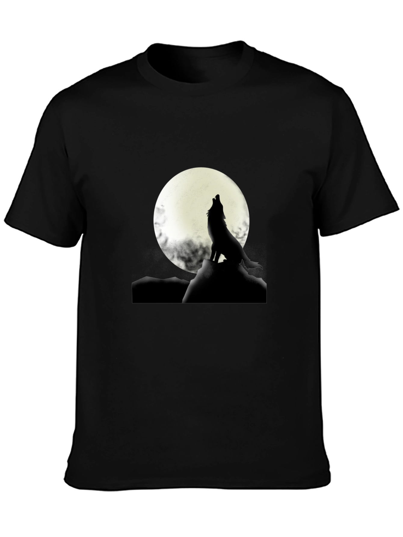 Black Wolf Howling at Moon Graphic T-Shirt view 3