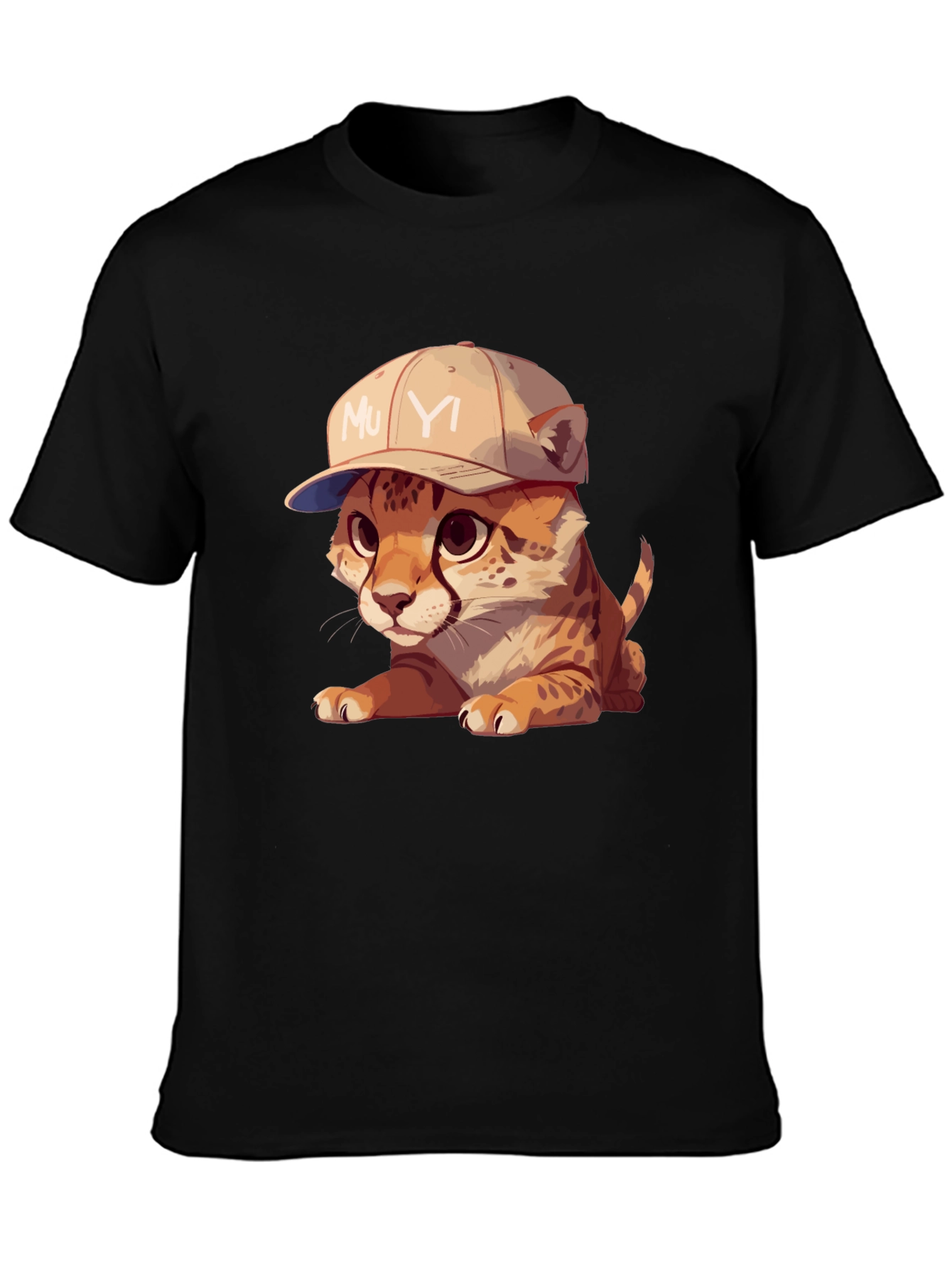 Black Cool Cub Tee: Cheetah in a Baseball Cap view 3