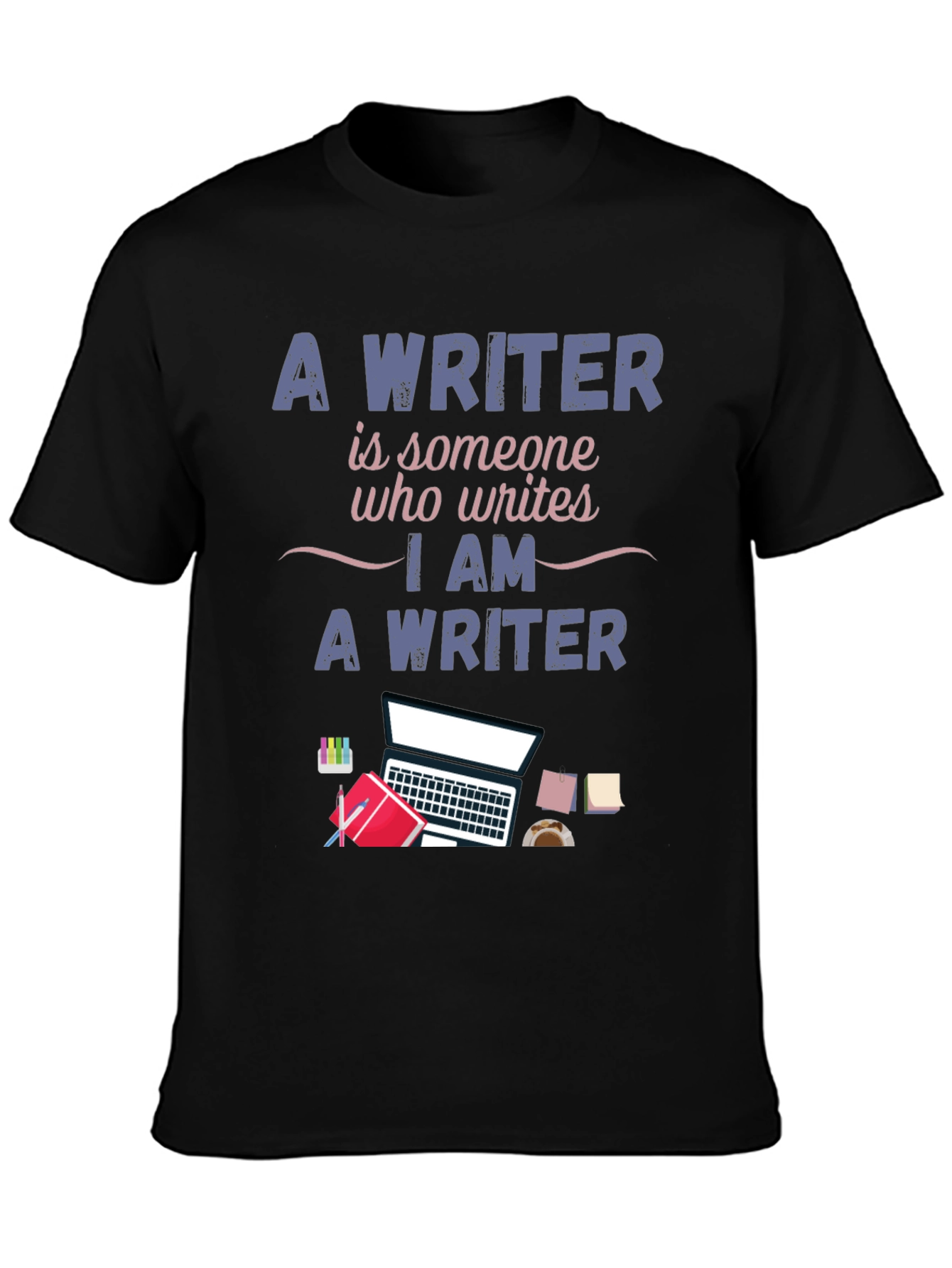 Black Writer T-Shirt - I Am A Writer Design view 3