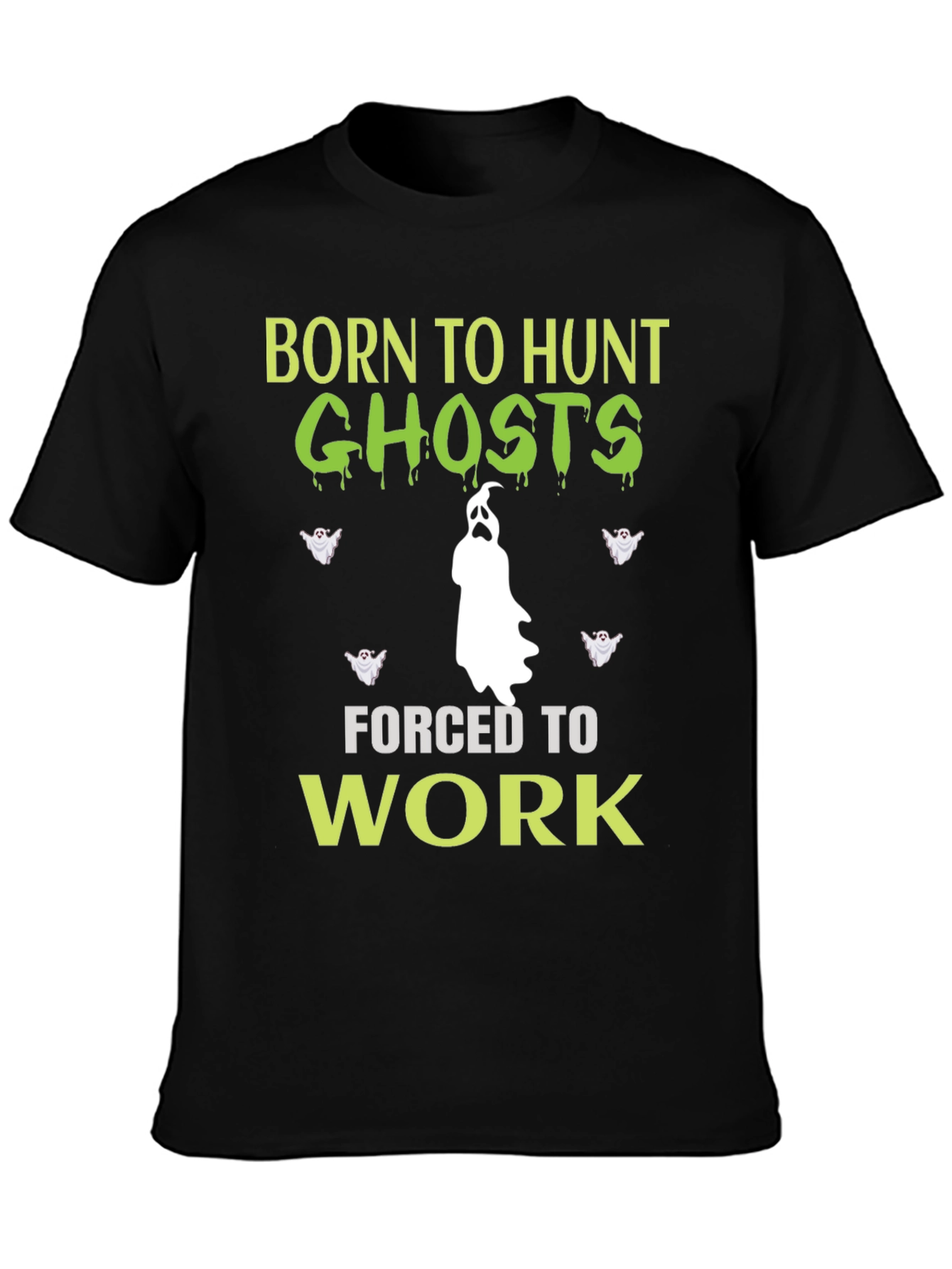 Black Born to Hunt Ghosts Funny Halloween Graphic T-Shirt view 3