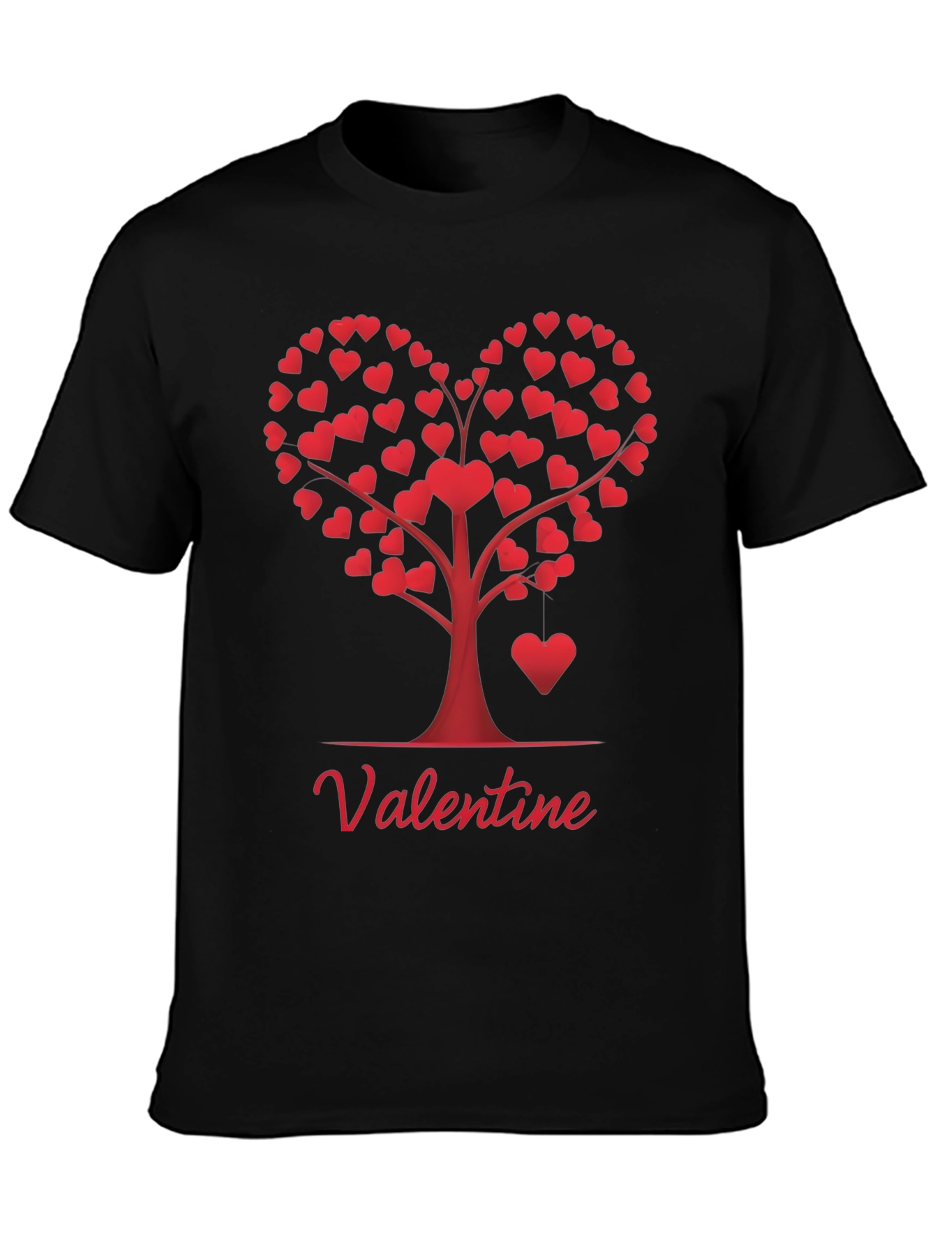 Black Valentine Heart Tree Graphic Tee view 3