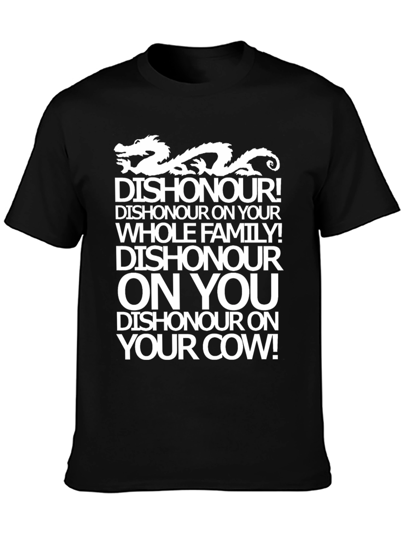 Black Dishonour Dragon Graphic T-Shirt - Funny Novelty Tee view 3