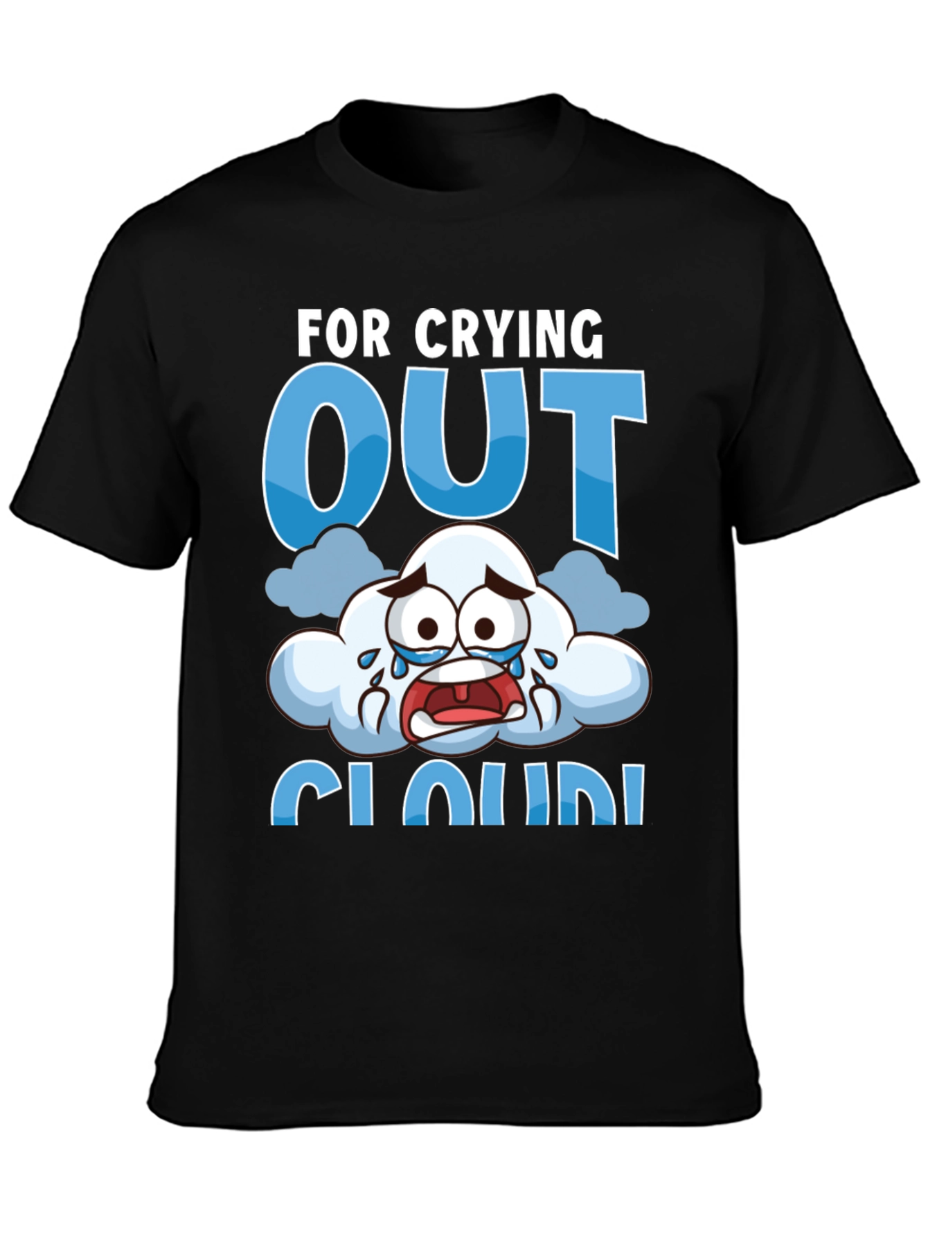 Black Crying Cloud T-Shirt - Funny Graphic Tee view 3