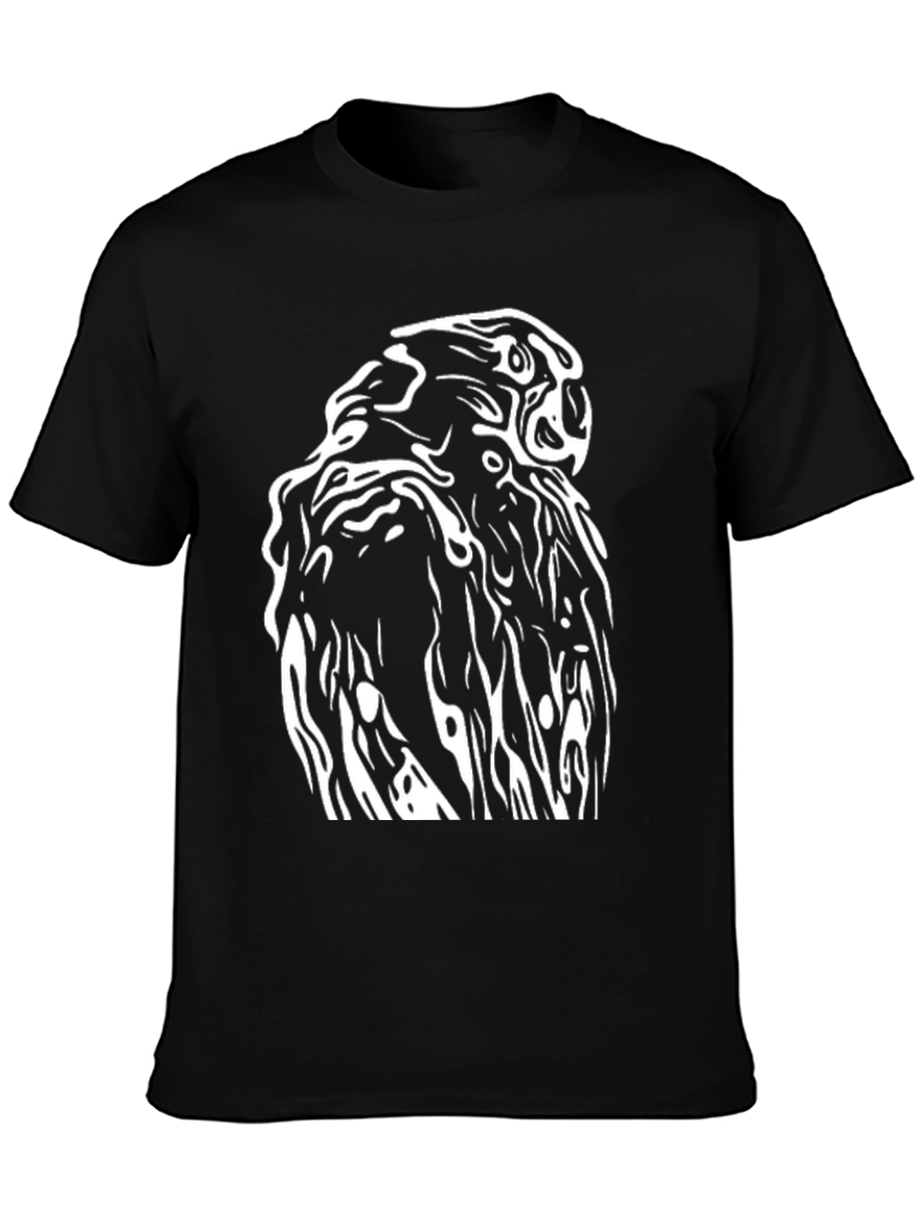 Black Abstract Hawk Graphic Tee - Black Cotton Blend view 3