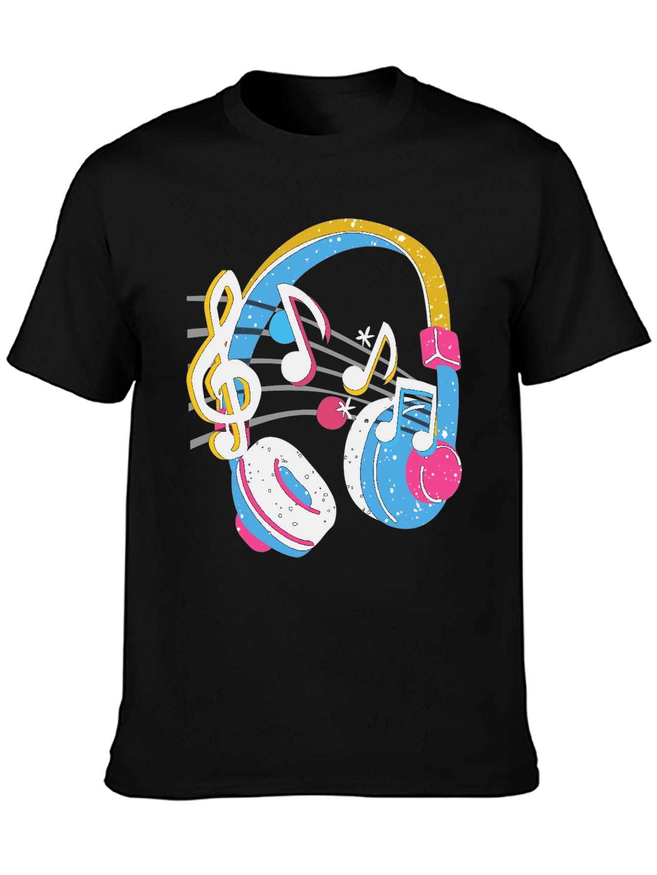 Black Music Headphones T-Shirt - Stylish Graphic Tee view 3