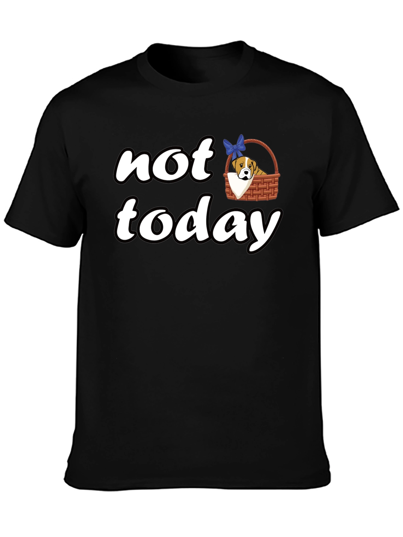 Black Not Today Dog in Basket T-Shirt view 3