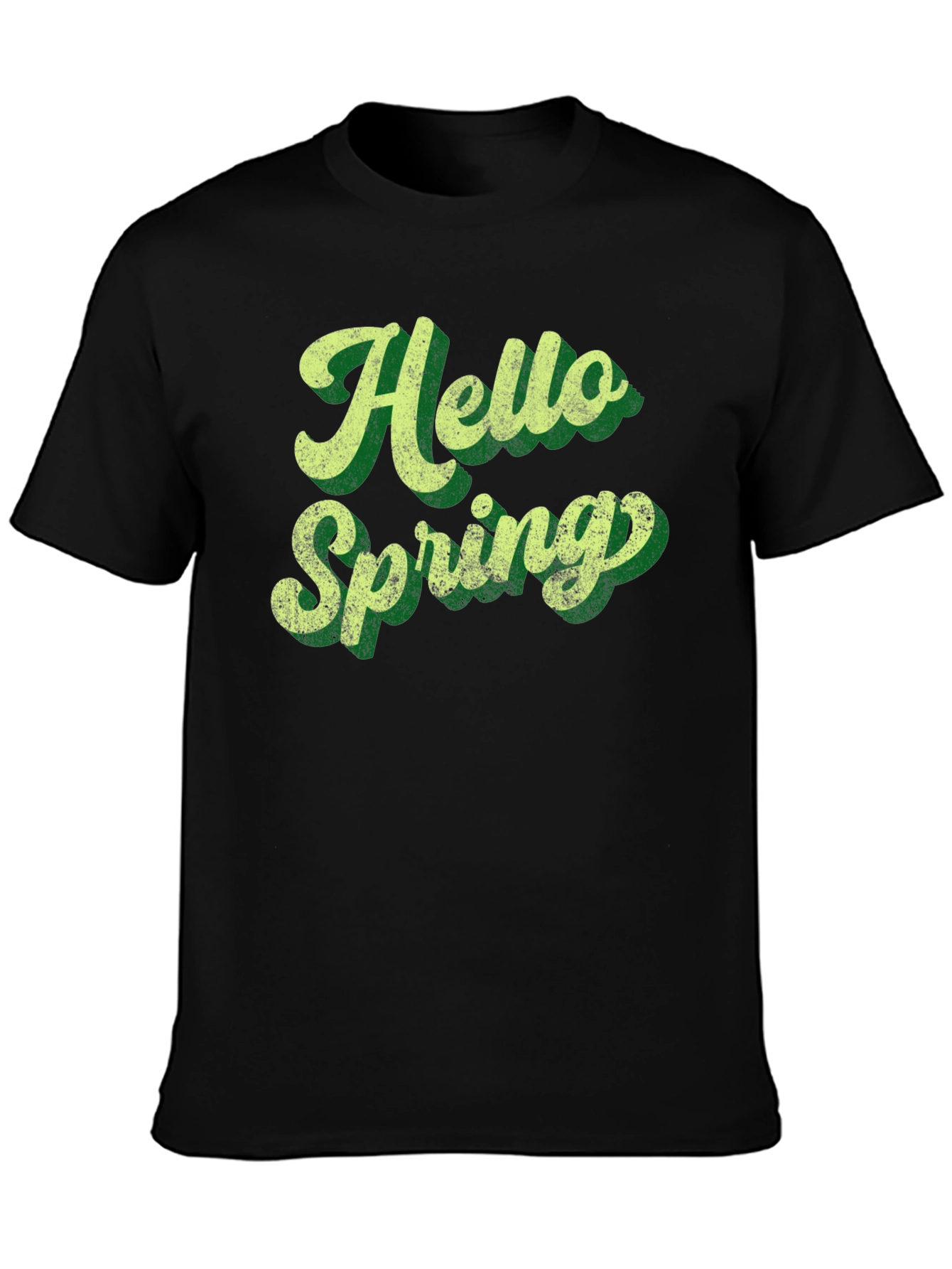 Black Hello Spring Graphic Tee - Unisex Black T-Shirt view 3