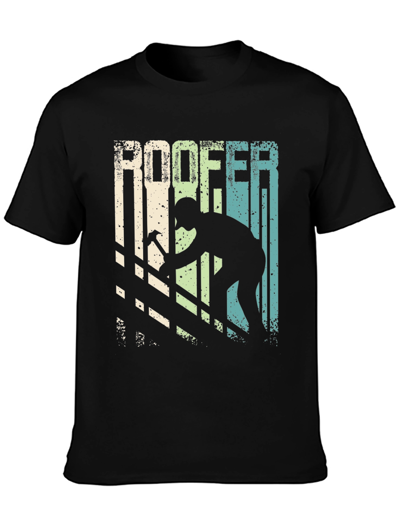 Black Roofer T-Shirt Vintage Design view 3