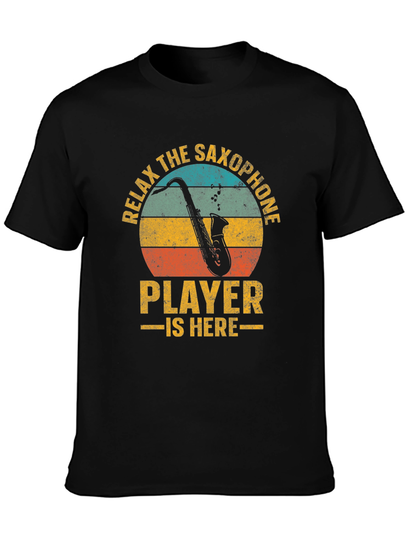 Black Relax The Saxophone Player Is Here Graphic T-Shirt view 3