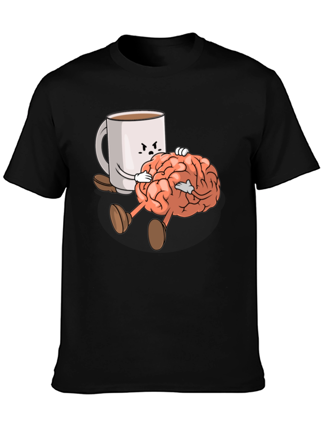 Black Coffee & Brains Graphic T-Shirt - Black Crew Neck Tee view 3