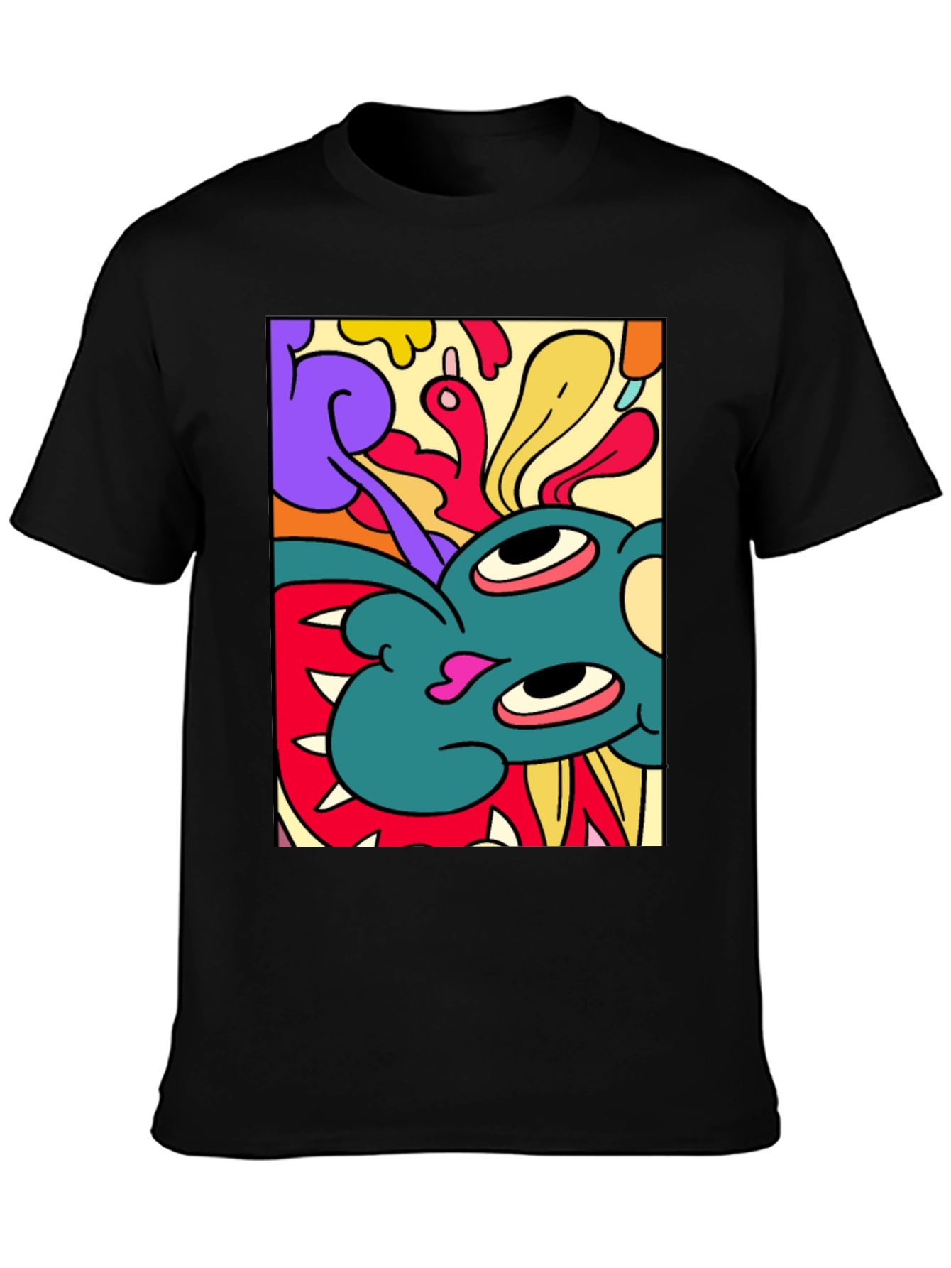 Black Abstract Graphic Print Black T-Shirt view 3