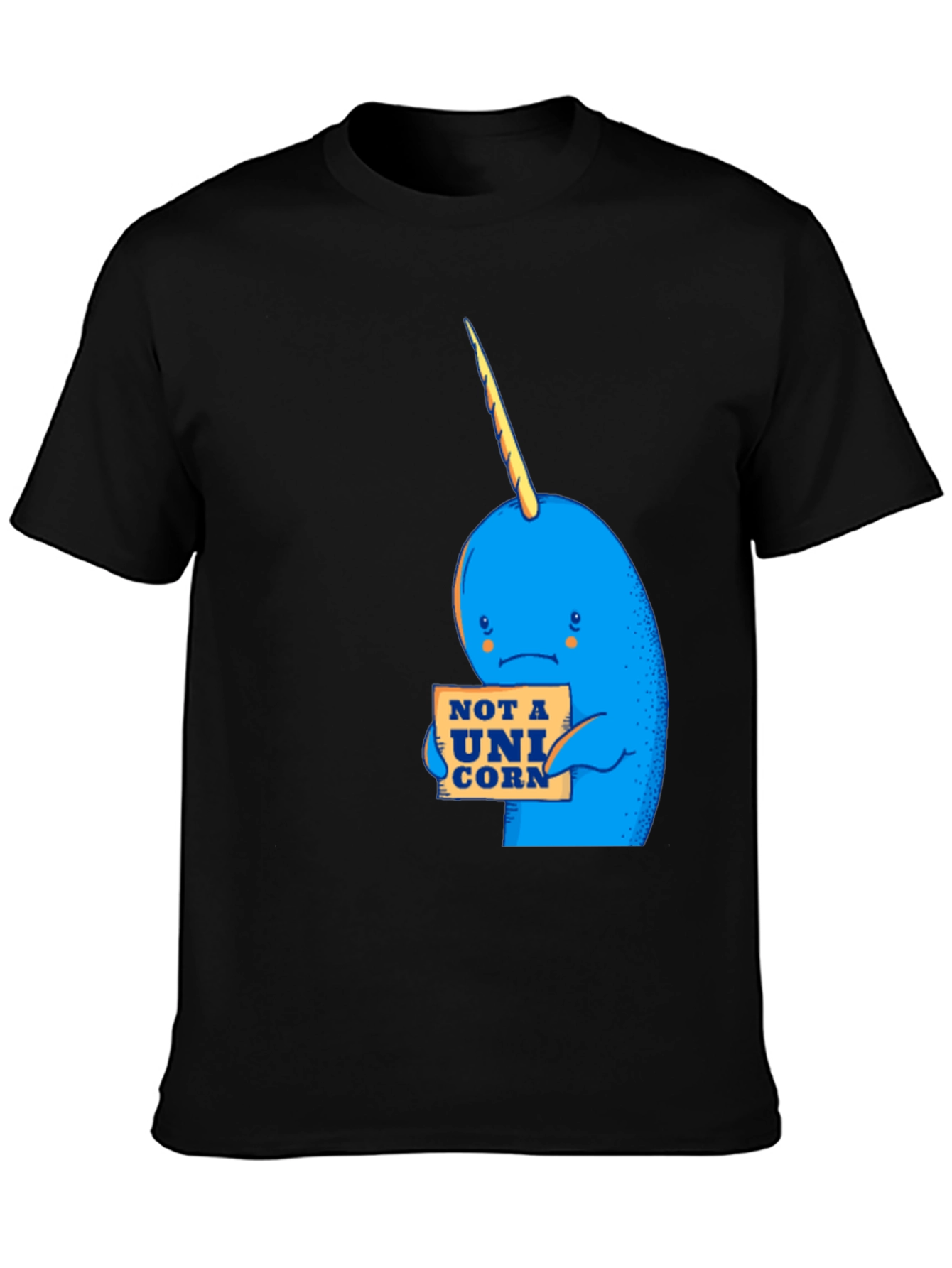 Black Narwhal 'Not A Unicorn' Graphic T-Shirt - Black Cotton Tee view 3