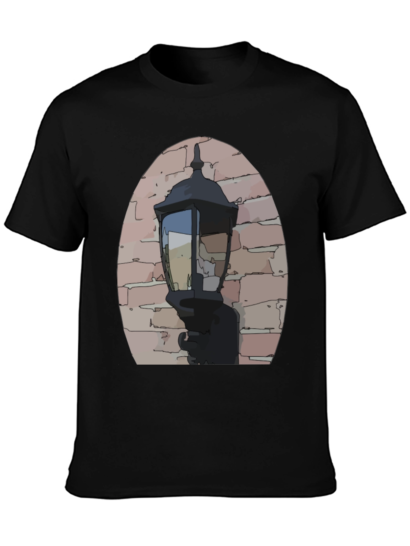 Black Vintage Street Lamp Graphic Tee view 3