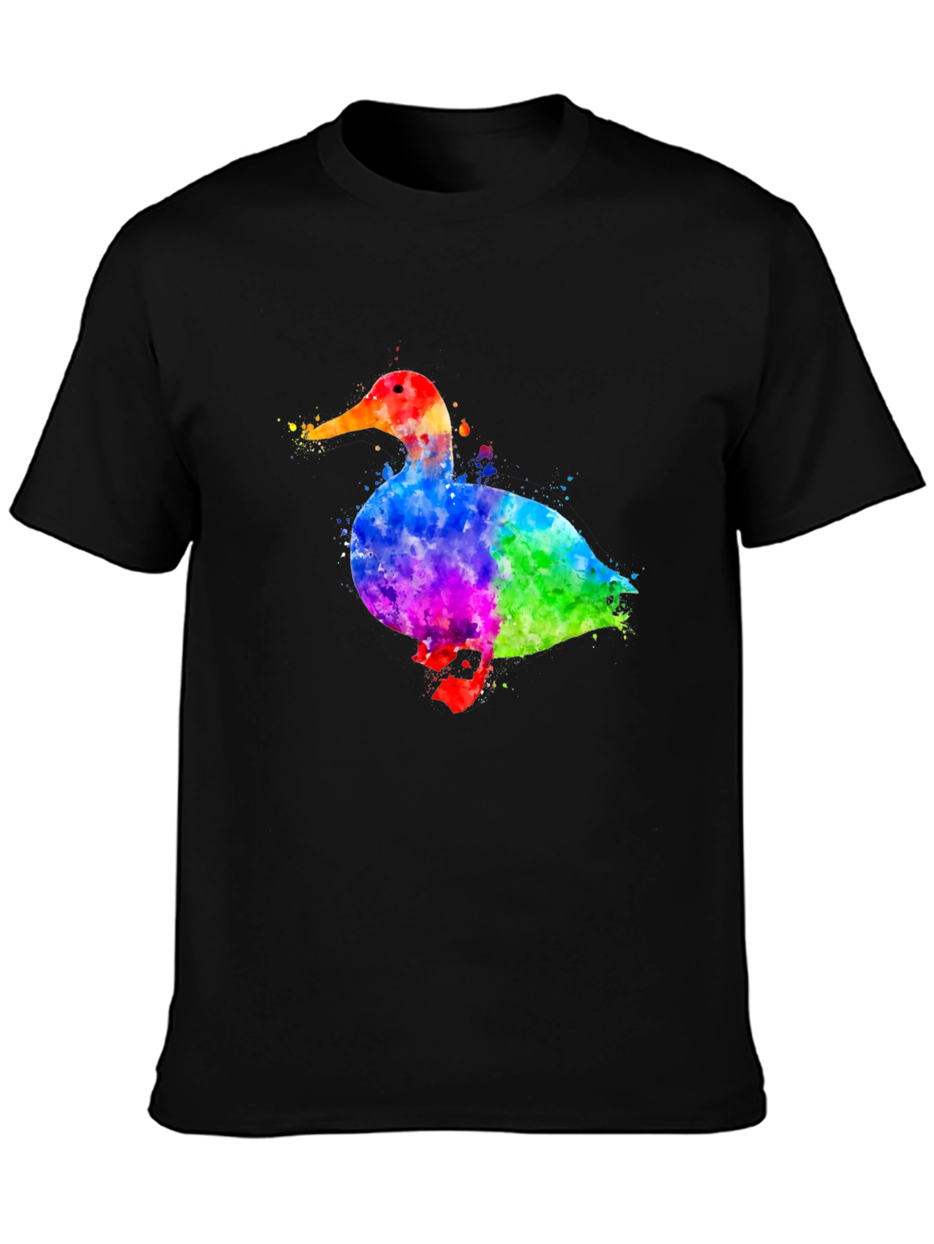 Black Watercolor Duck Graphic T-Shirt view 3