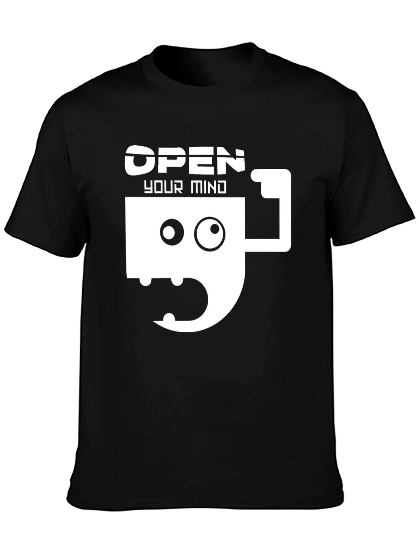 Black Open Your Mind Graphic Tee - Funny Coffee Cup Design view 3