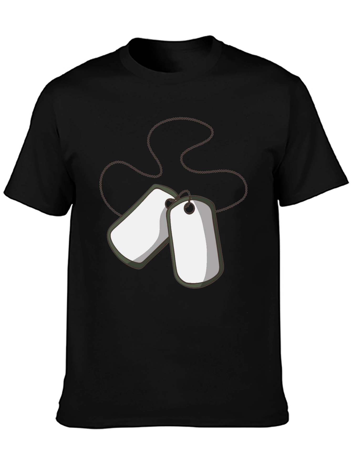 Black Dog Tag Graphic Tee - Military Style Cotton T-Shirt view 3