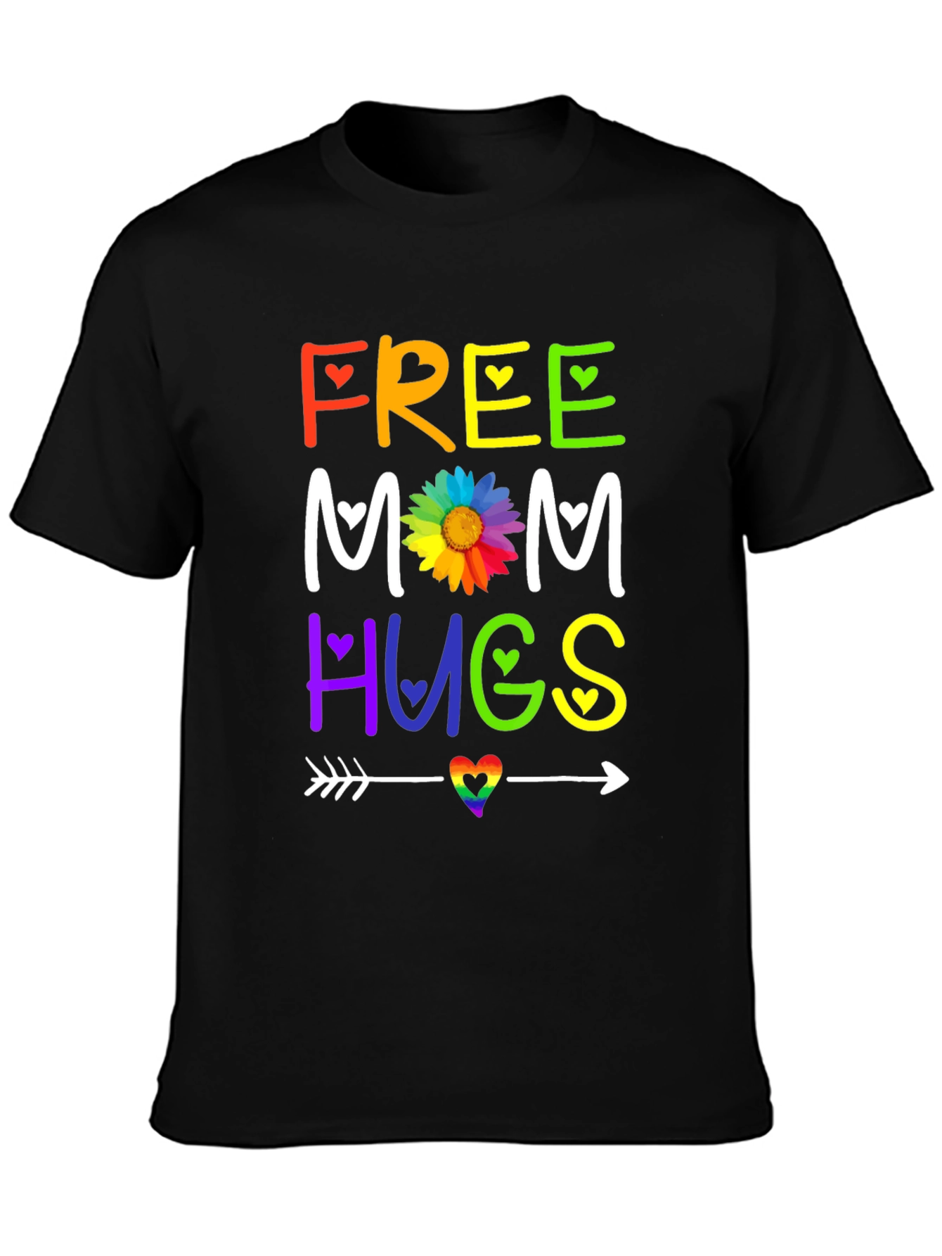 Black Free Mom Hugs T-Shirt - Rainbow Pride view 3