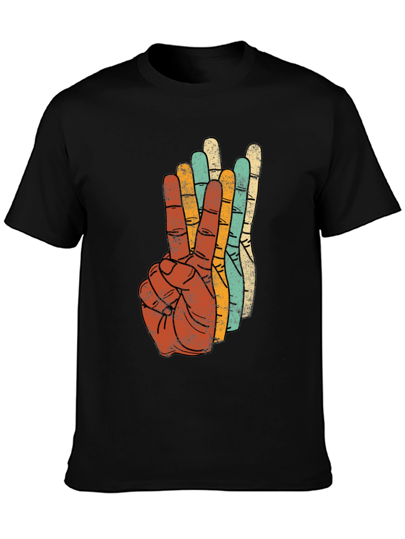 Black Retro Peace Sign Graphic Tee - Vintage Style T-Shirt view 3