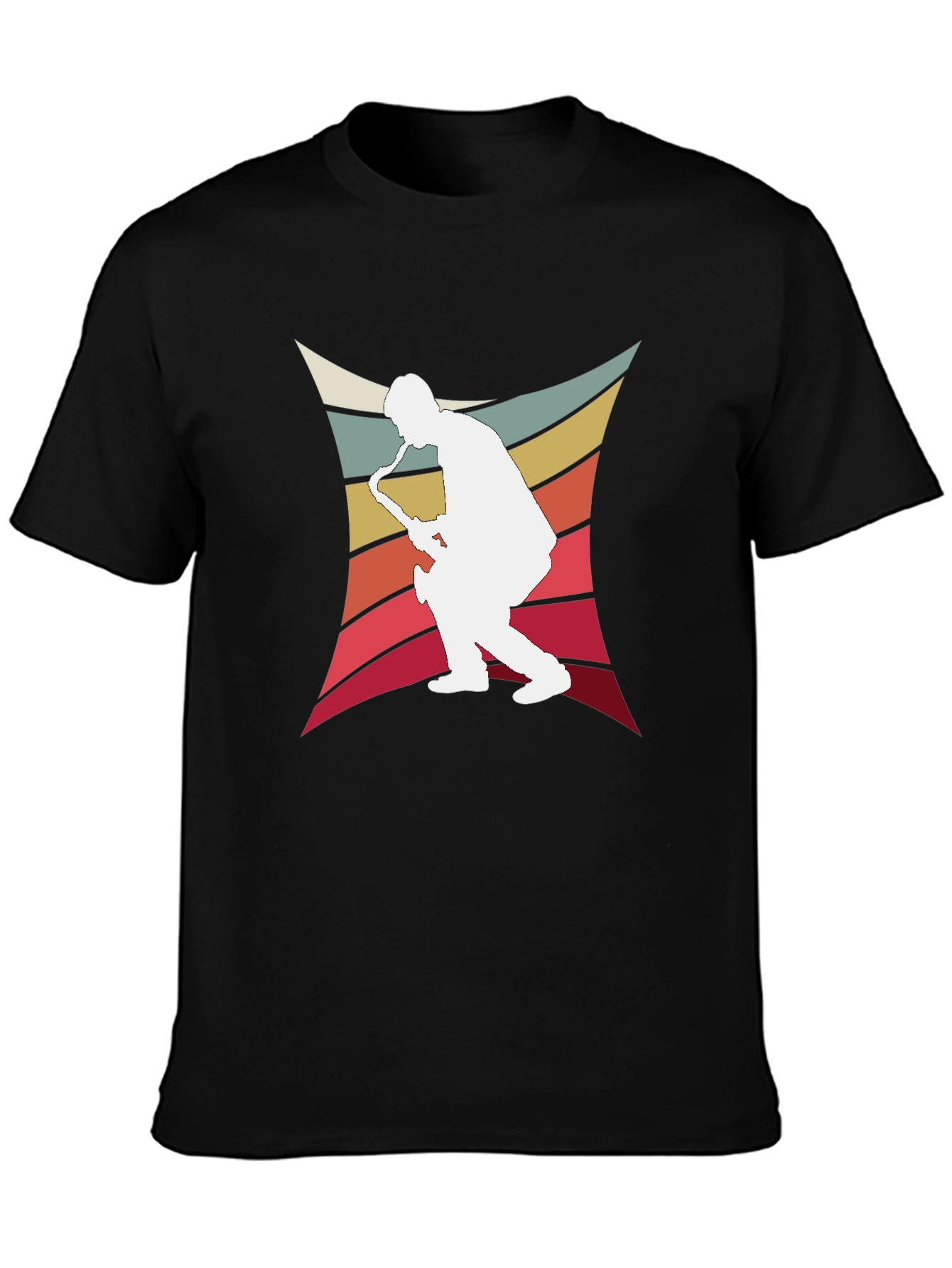 Black Retro Saxophone Player Graphic Tee view 3