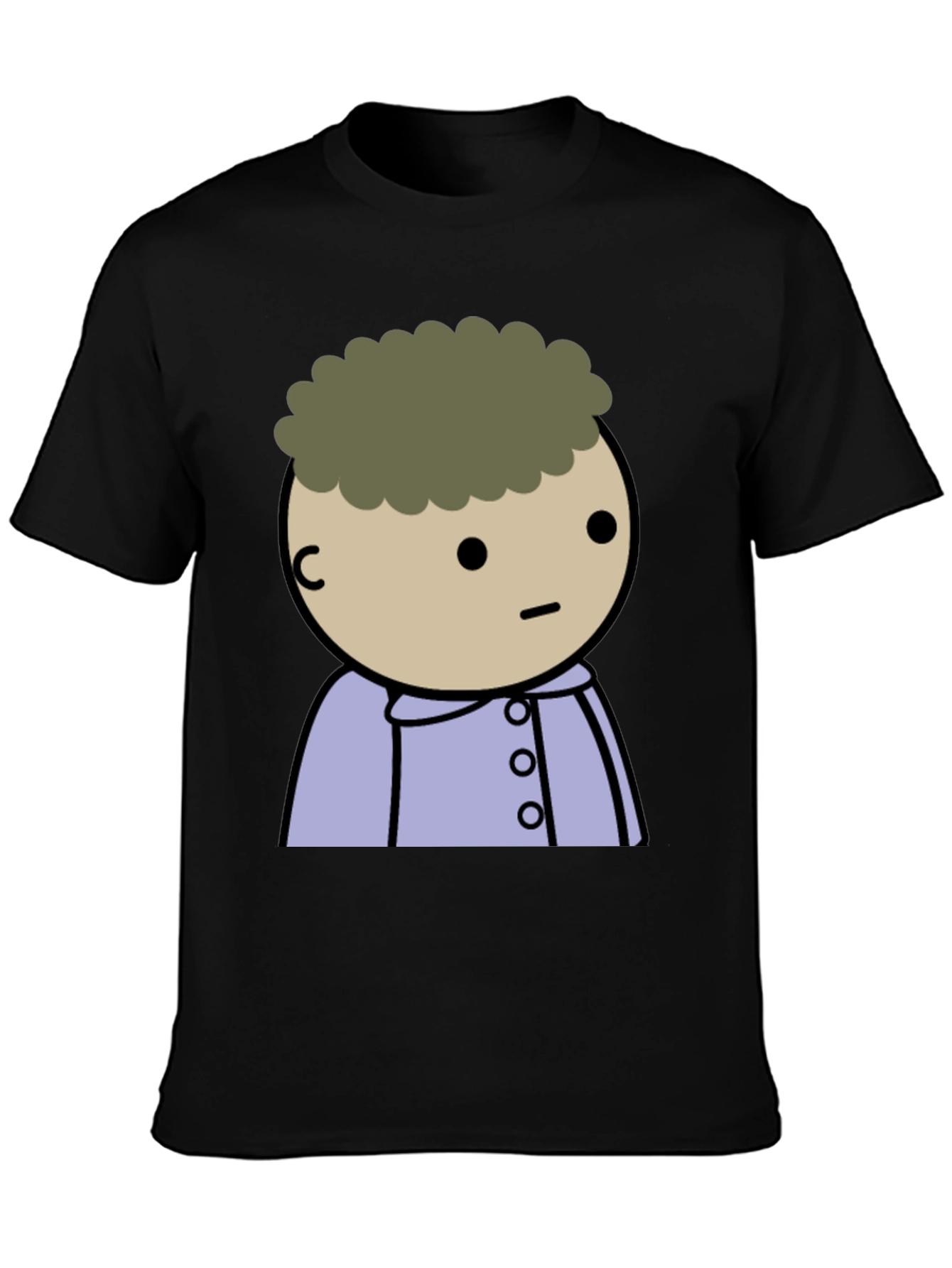 Black Cartoon Character Black T-Shirt view 3