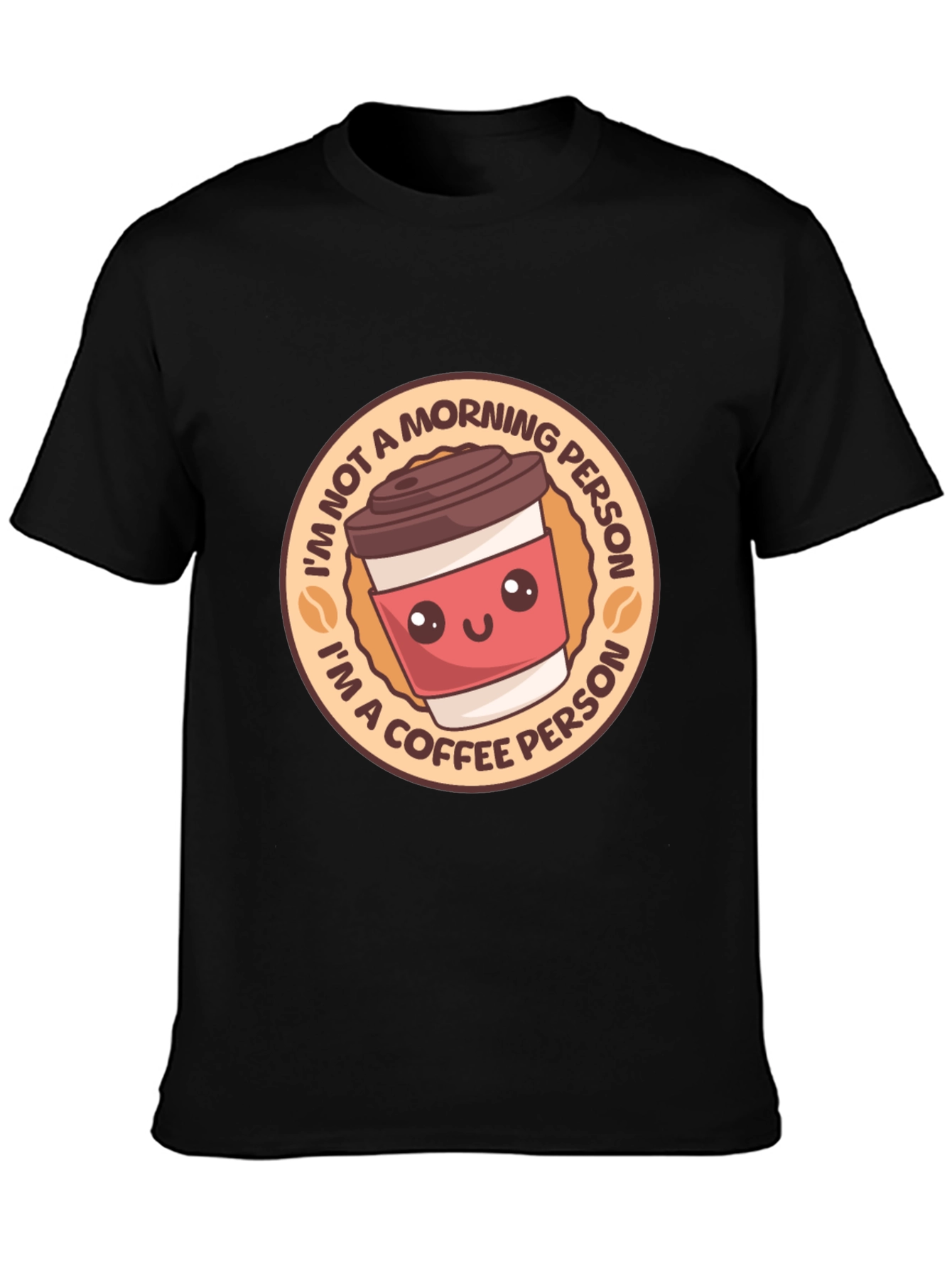Black Coffee Person T-Shirt - Funny Morning Tee view 3