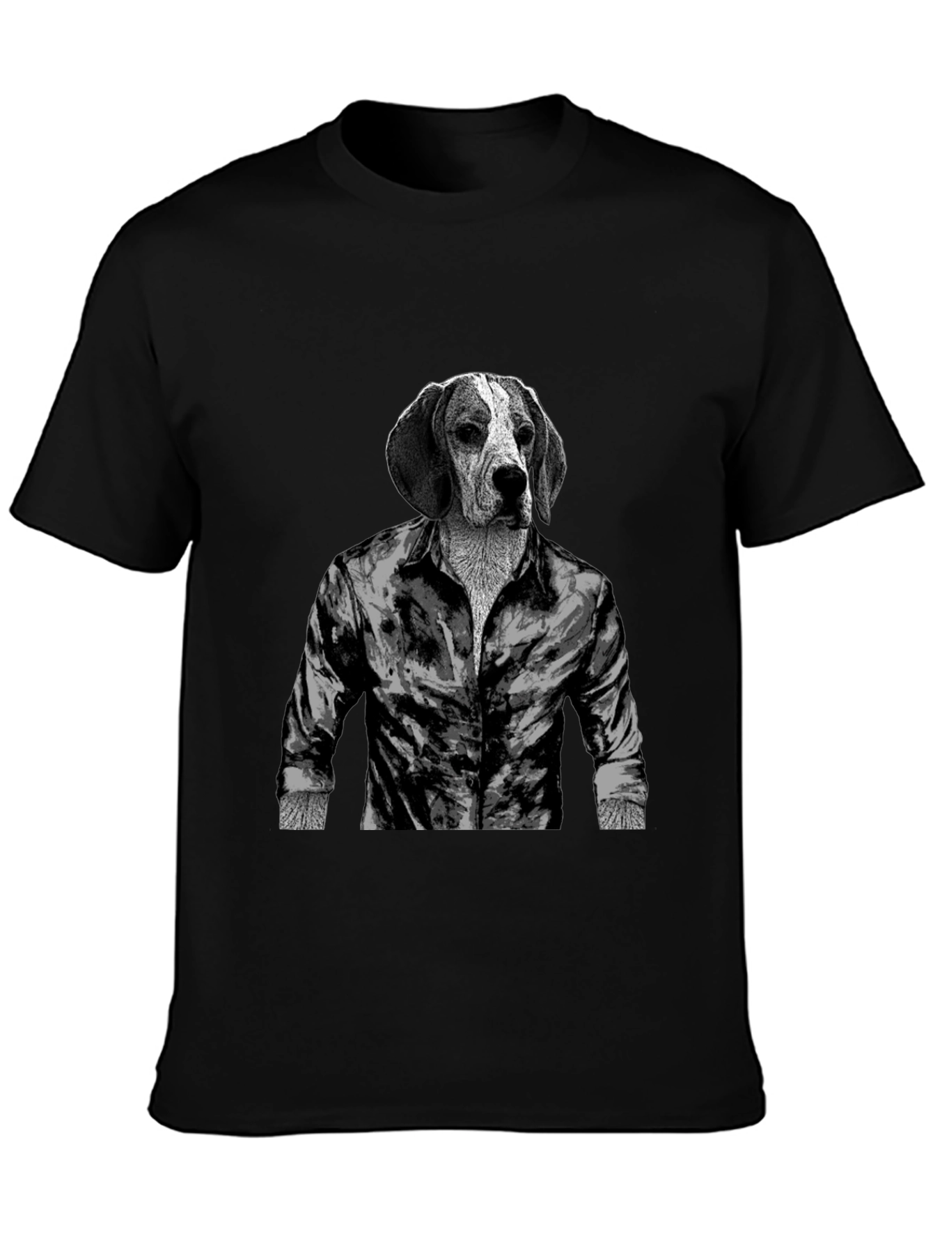 Black Dog-Man T-Shirt: Hound in Button-Down view 3