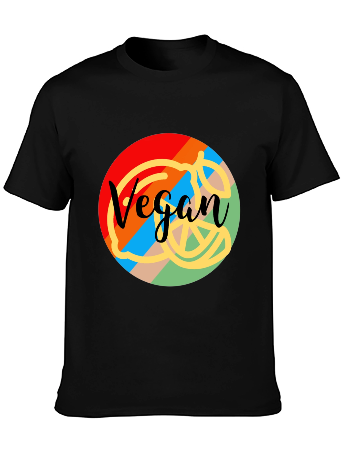 Black Vegan Graphic Tee - Colorful Design view 3