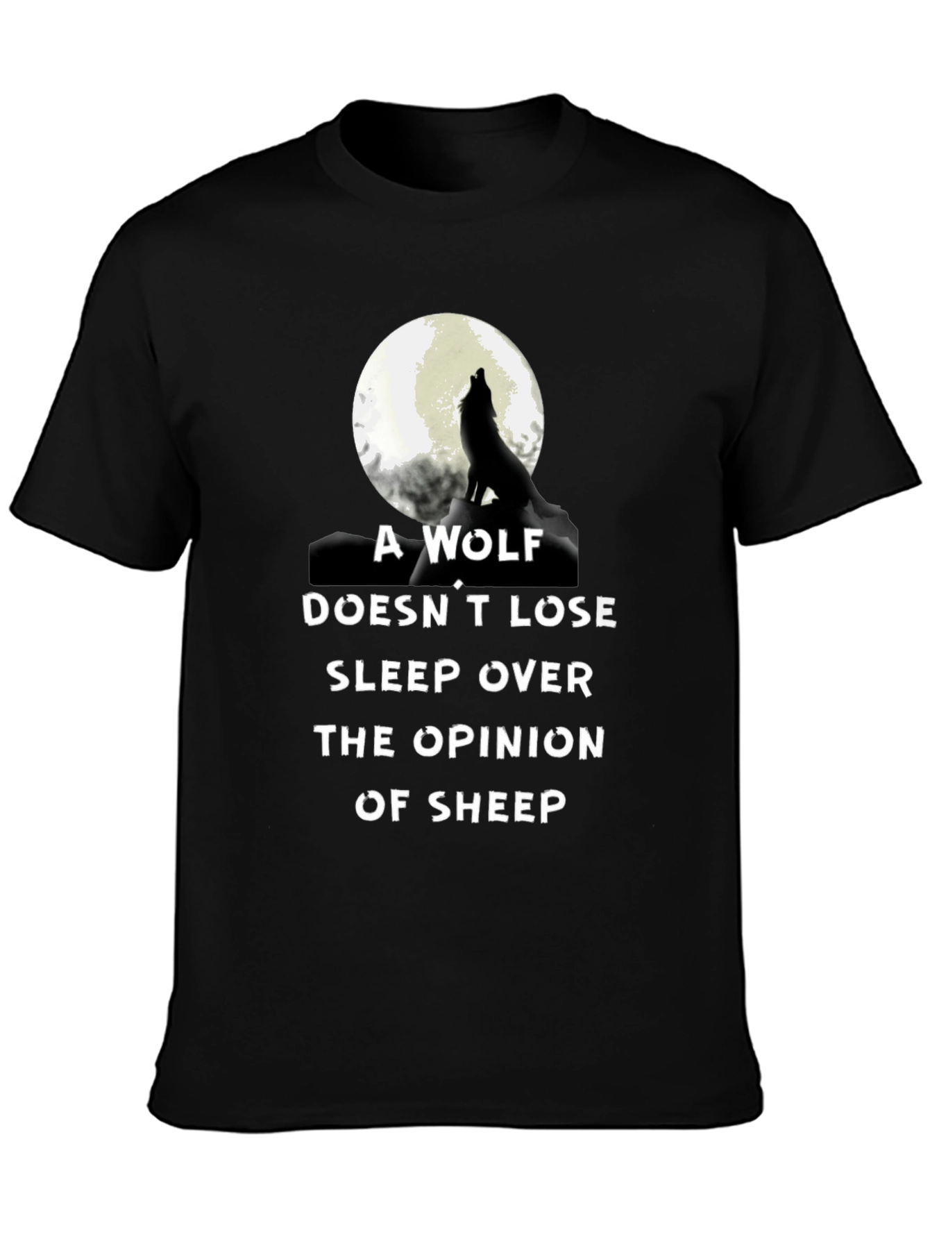 Black Wolf Opinion Graphic Tee - Black Cotton Comfort view 3