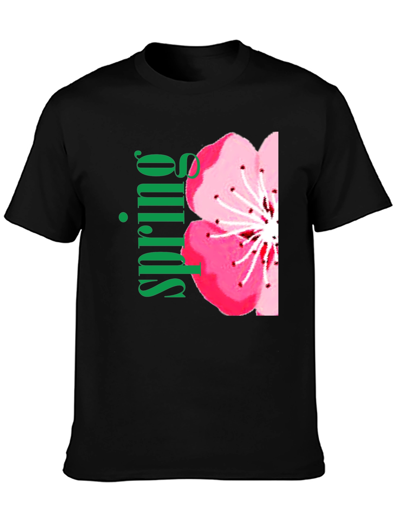 Black Spring Blossom Black T-Shirt view 3