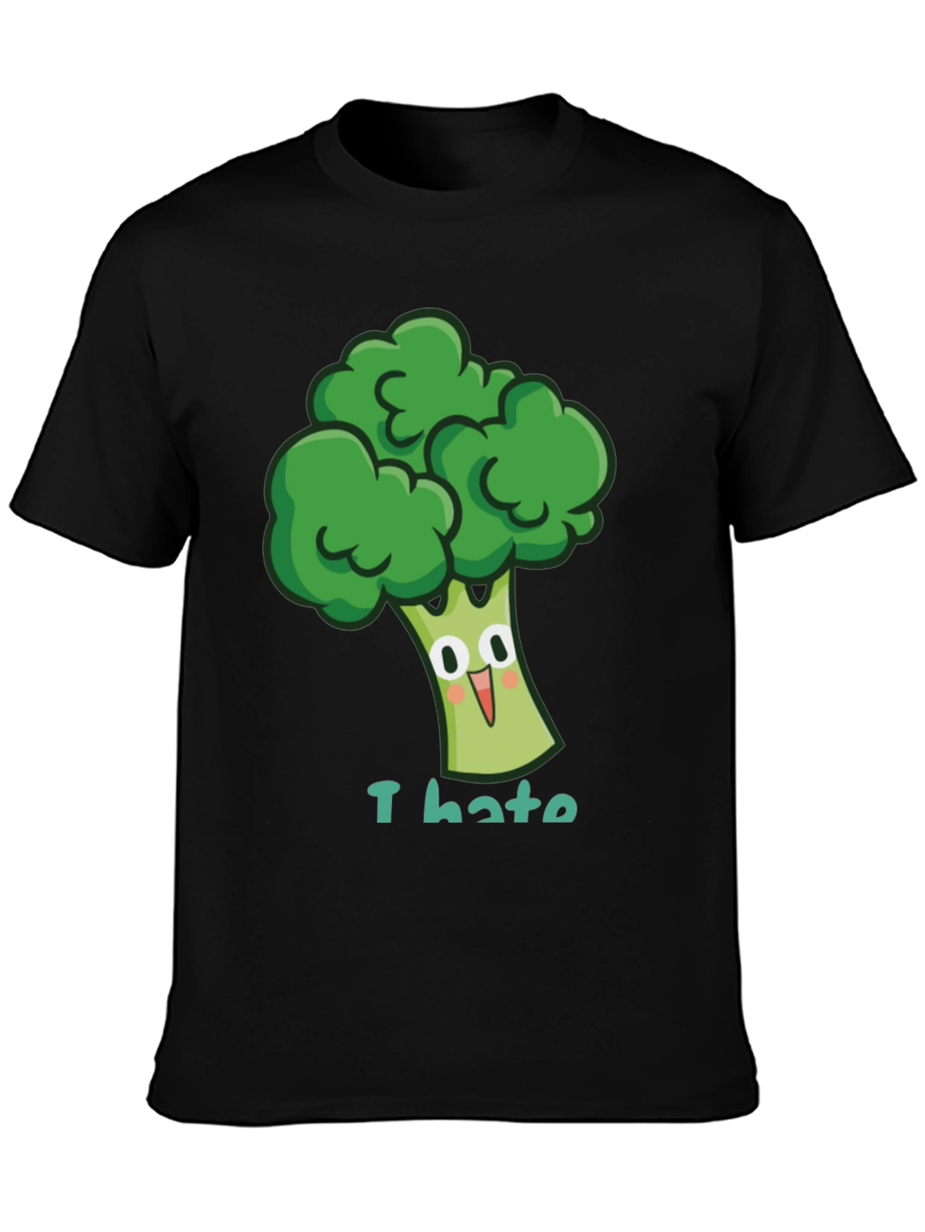 Black I Hate Broccoli T-Shirt - Funny Cartoon Vegetable Tee view 3