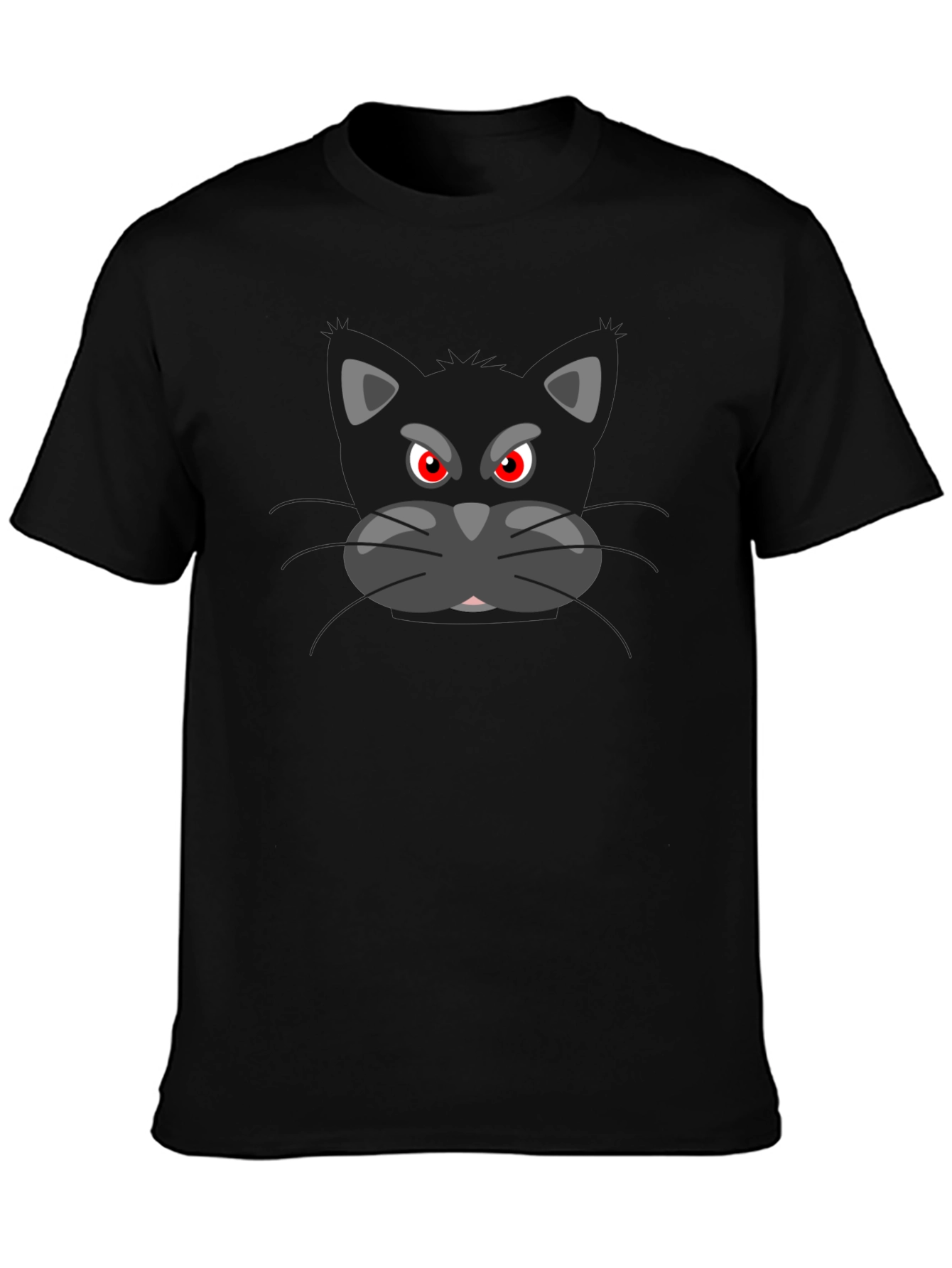 Black Angry Cat Graphic Black T-Shirt view 3