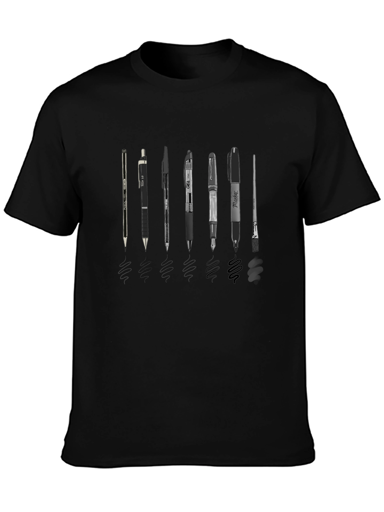 Black Artist's Tools Graphic Tee - Black Cotton Blend Shirt view 3
