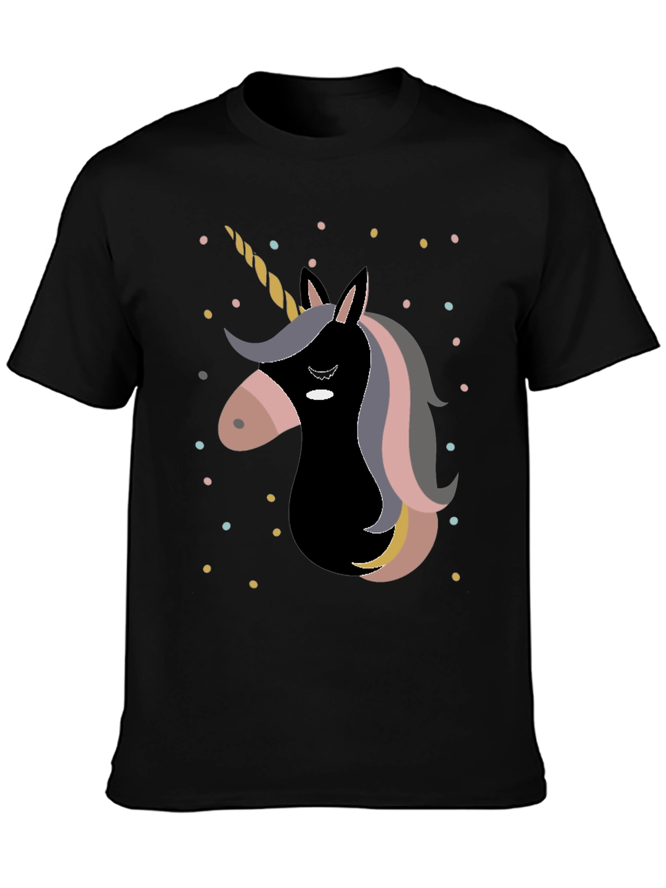 Black Unicorn Graphic Print Black T-Shirt view 3
