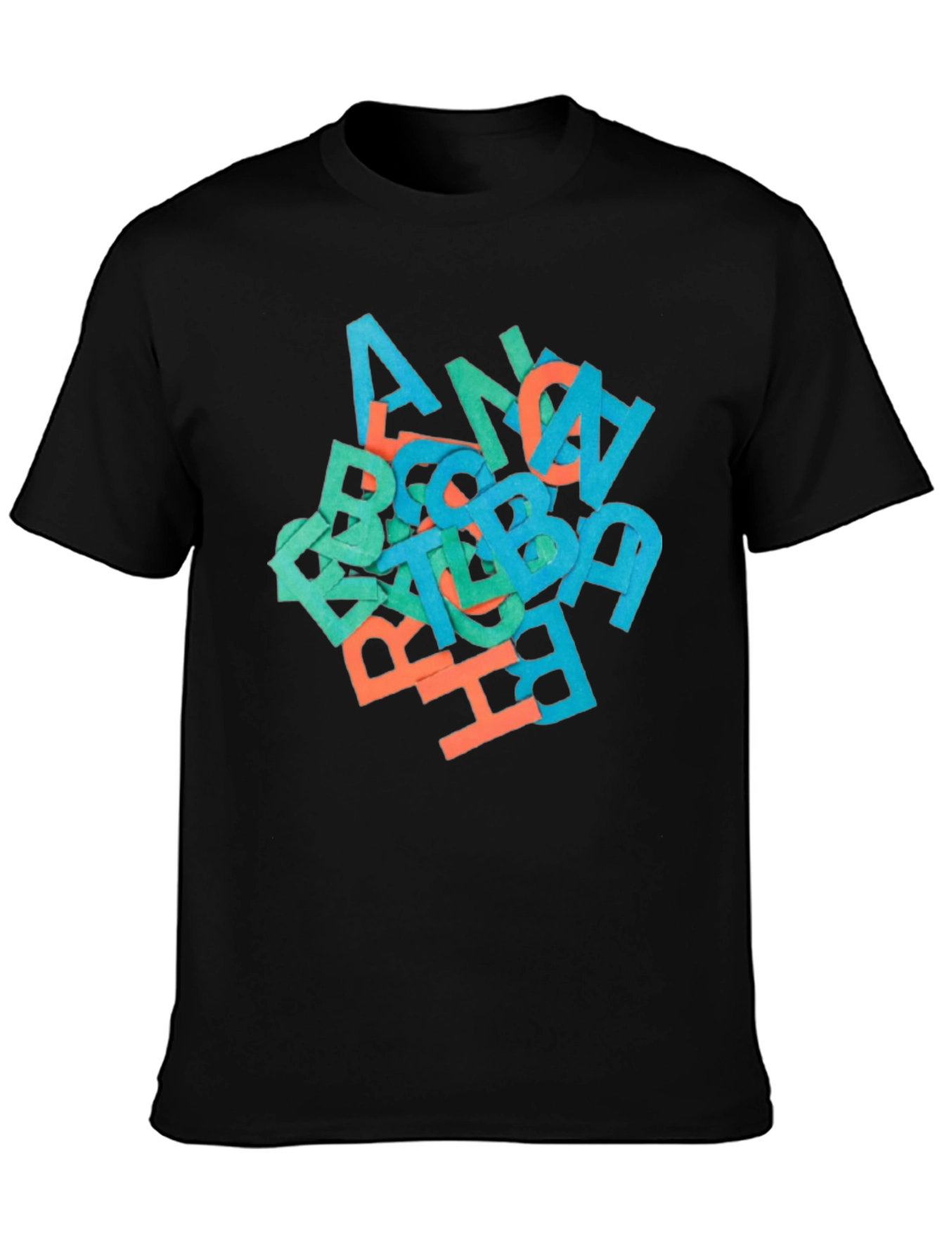 Black Abstract Letter Graphic Black T-Shirt view 3