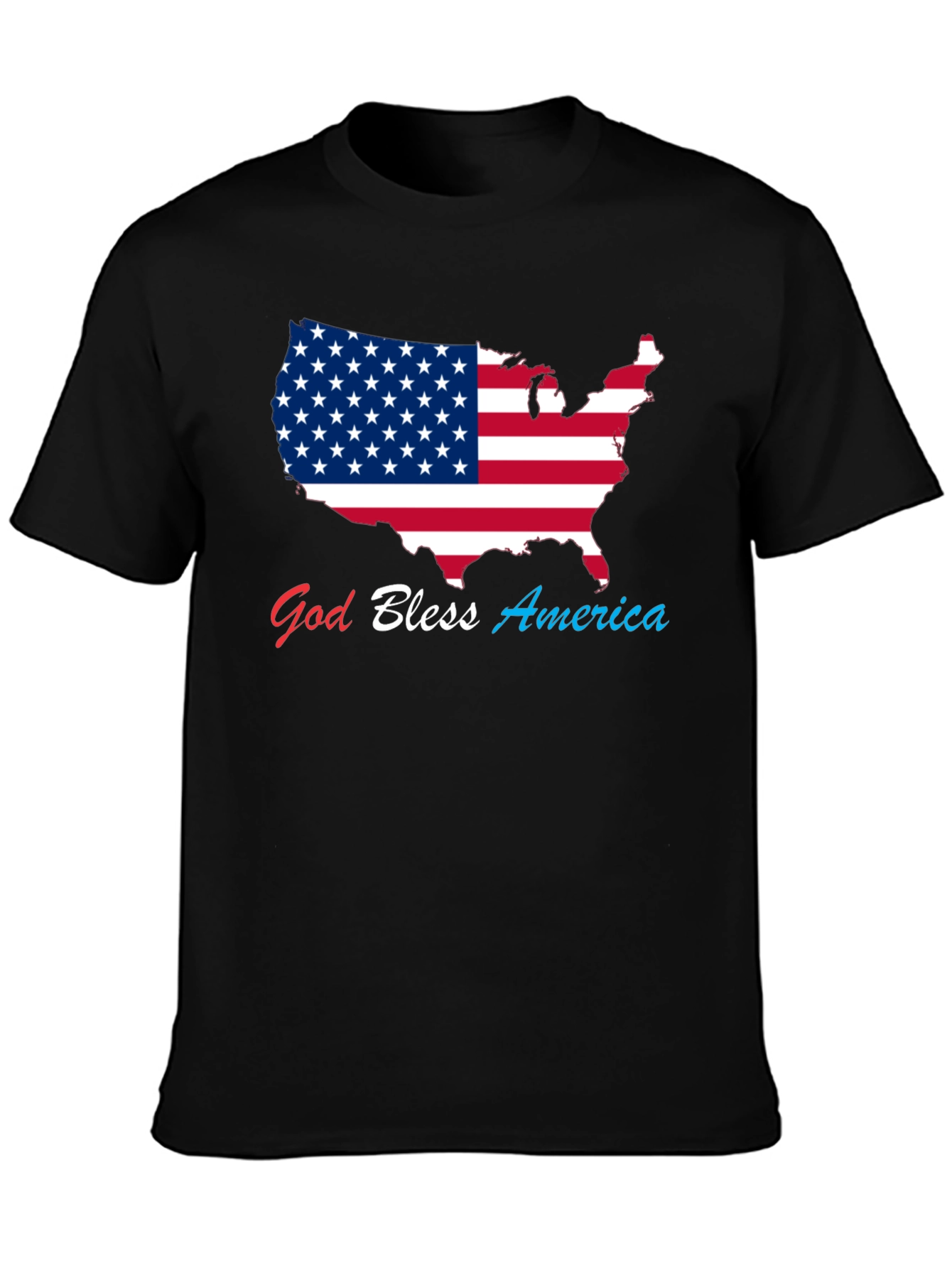 Black God Bless America USA Flag Patriotic T-Shirt view 3