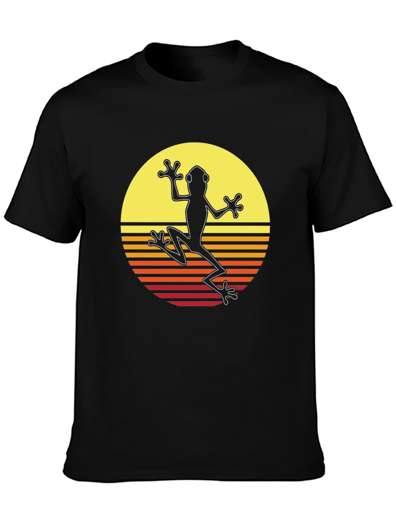 Black Retro Frog Graphic Tee - Men's Black T-Shirt view 3