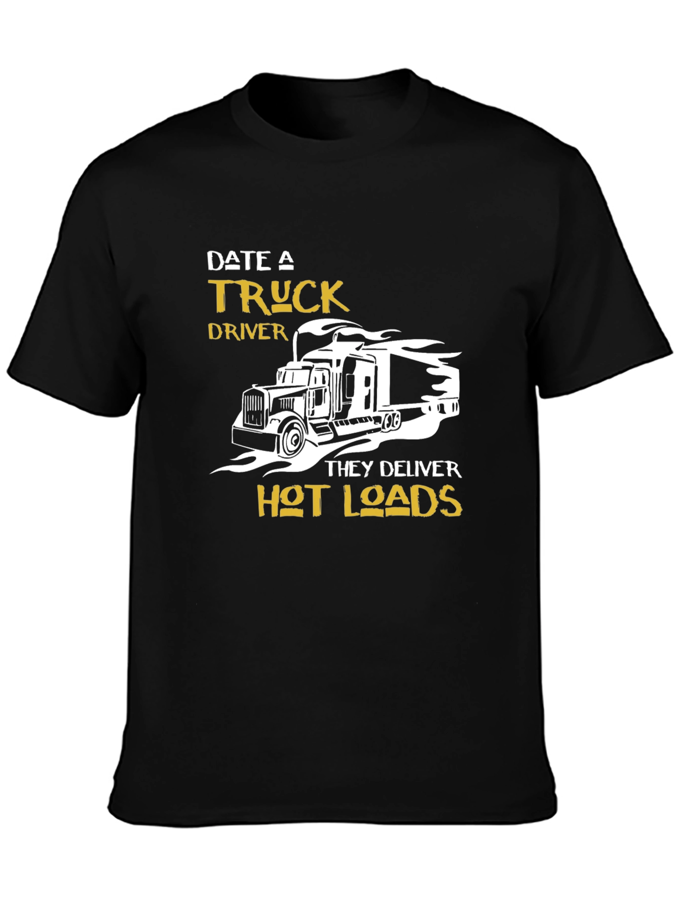 Black Date a Truck Driver Graphic T-Shirt - Black view 3