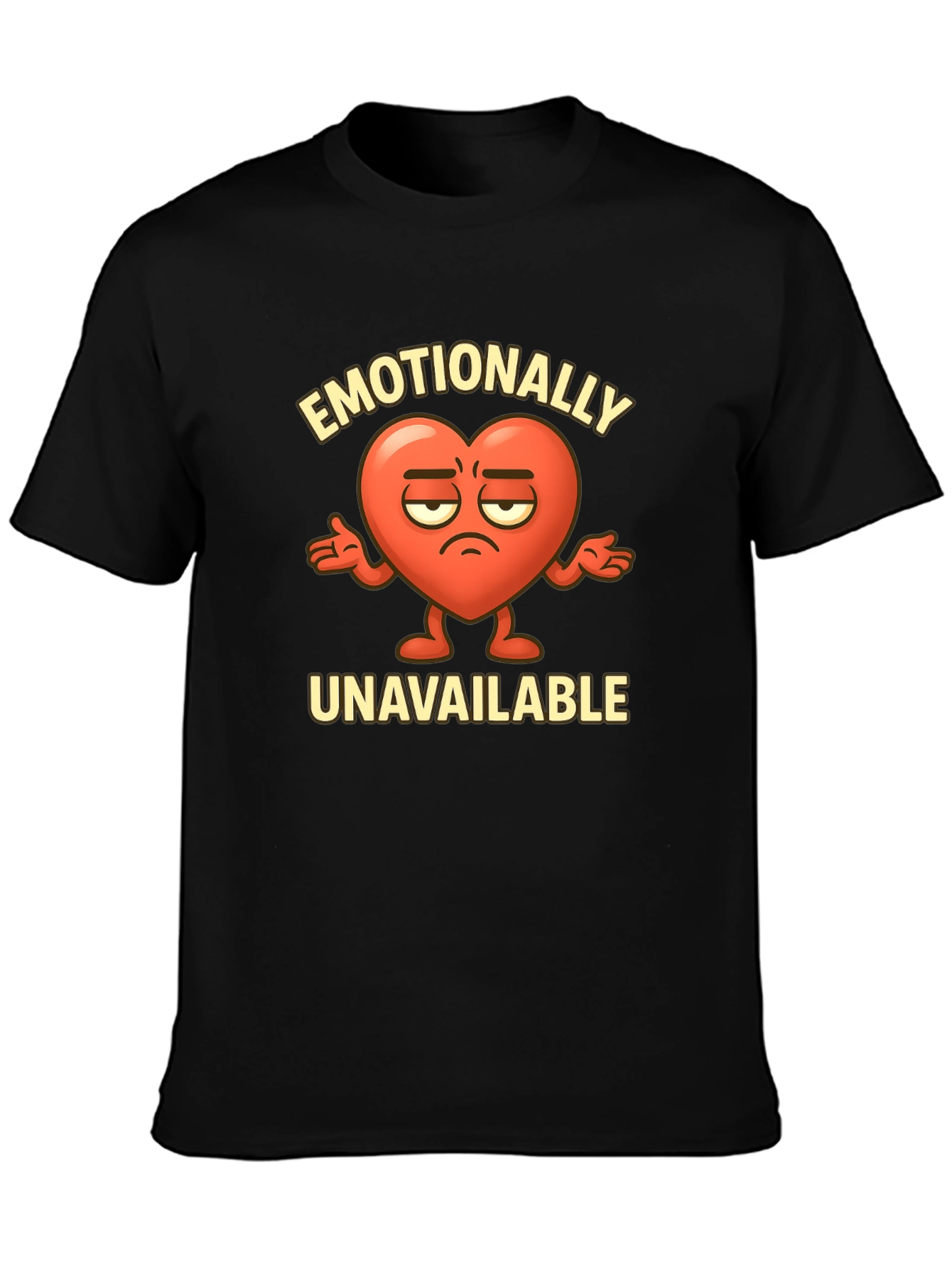 Black Emotionally Unavailable Heart Graphic T-Shirt view 3