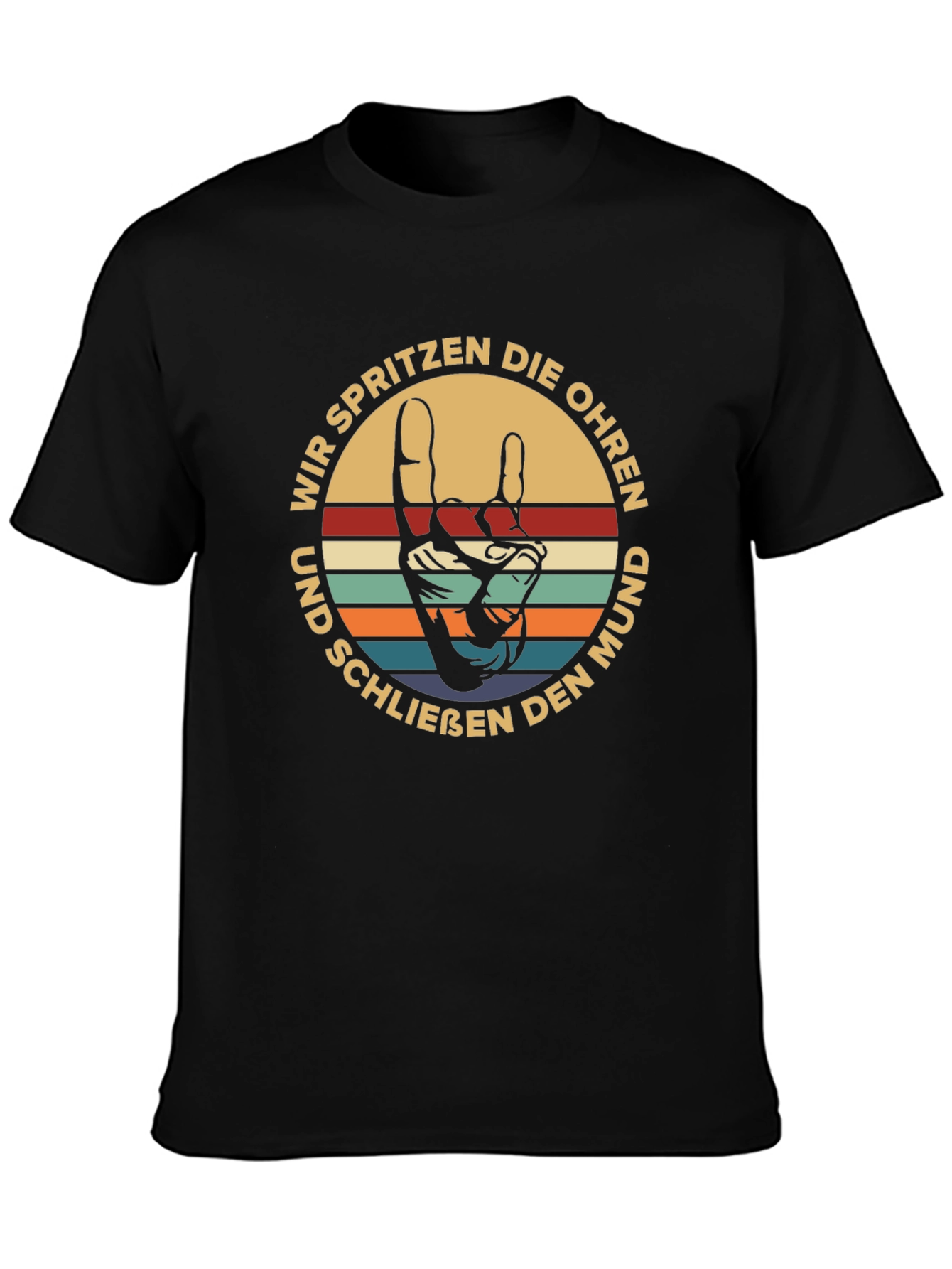 Black Retro German T-Shirt: Wir Spritzen Die Ohren view 3
