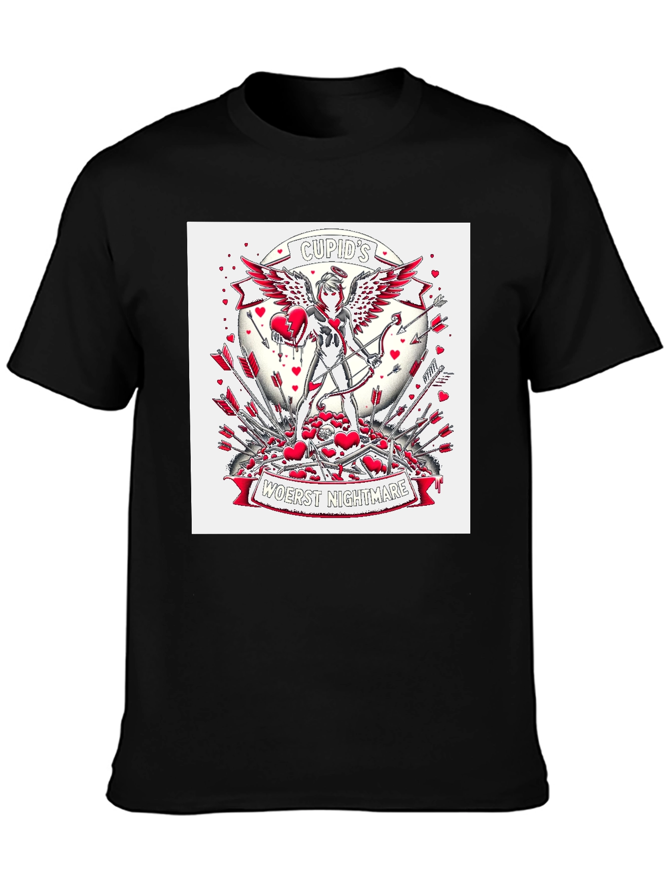 Black Cupid's Nightmare Graphic Tee - Valentine's Day Anti-Love view 3