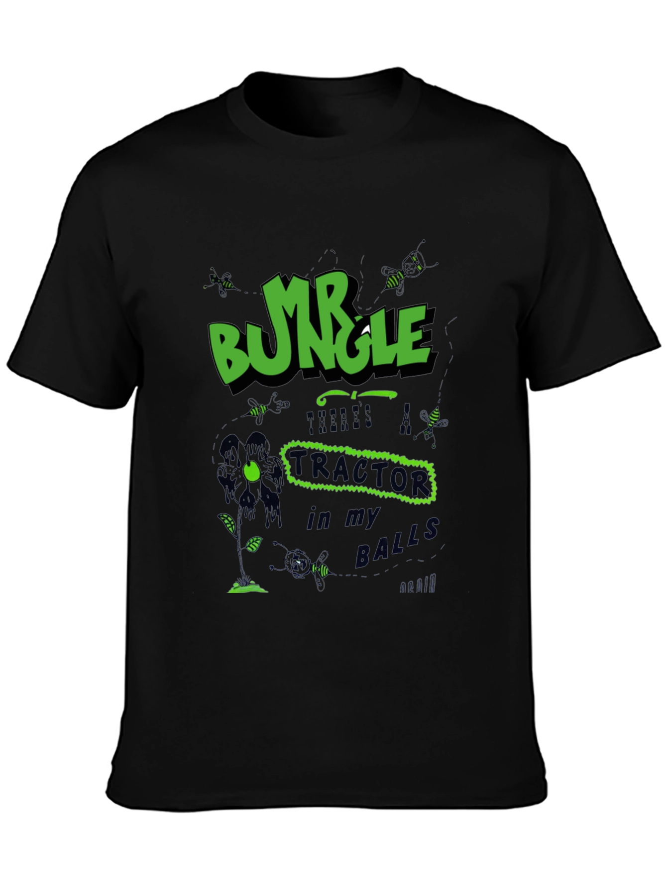 Black Mr. Bungle Tractor Balls T-Shirt view 3