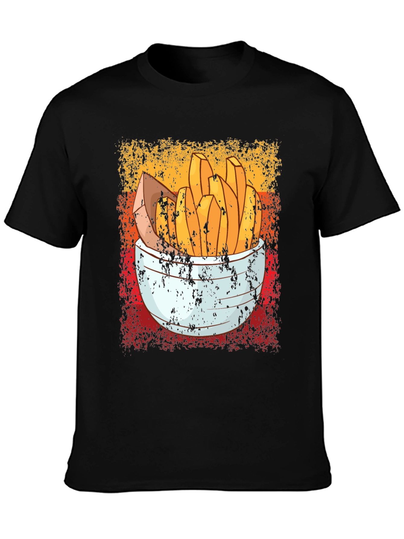 Black Retro French Fries T-Shirt - Vintage Style Food Tee view 3