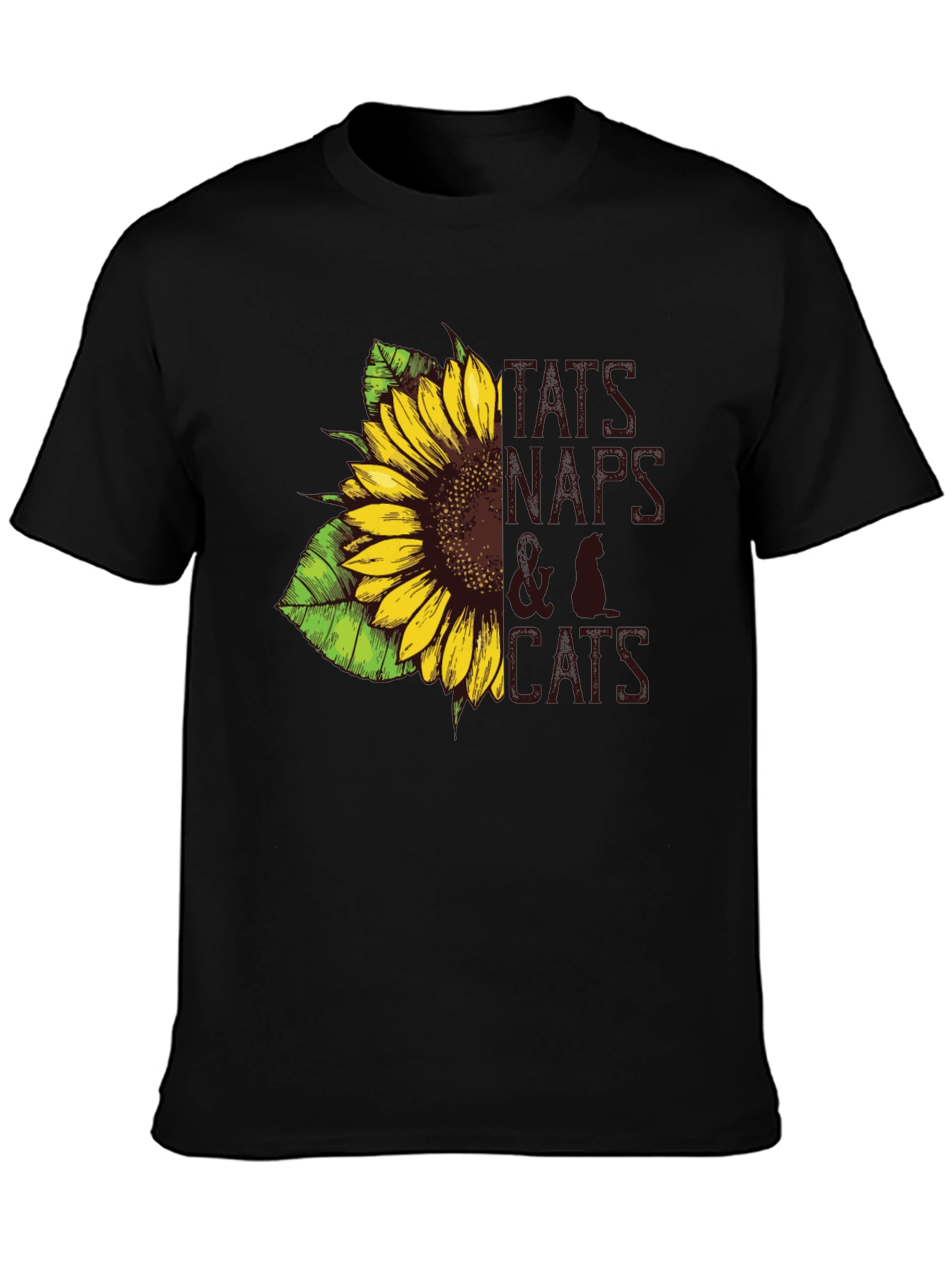 Black Tats, Naps & Cats Sunflower Graphic Tee view 3