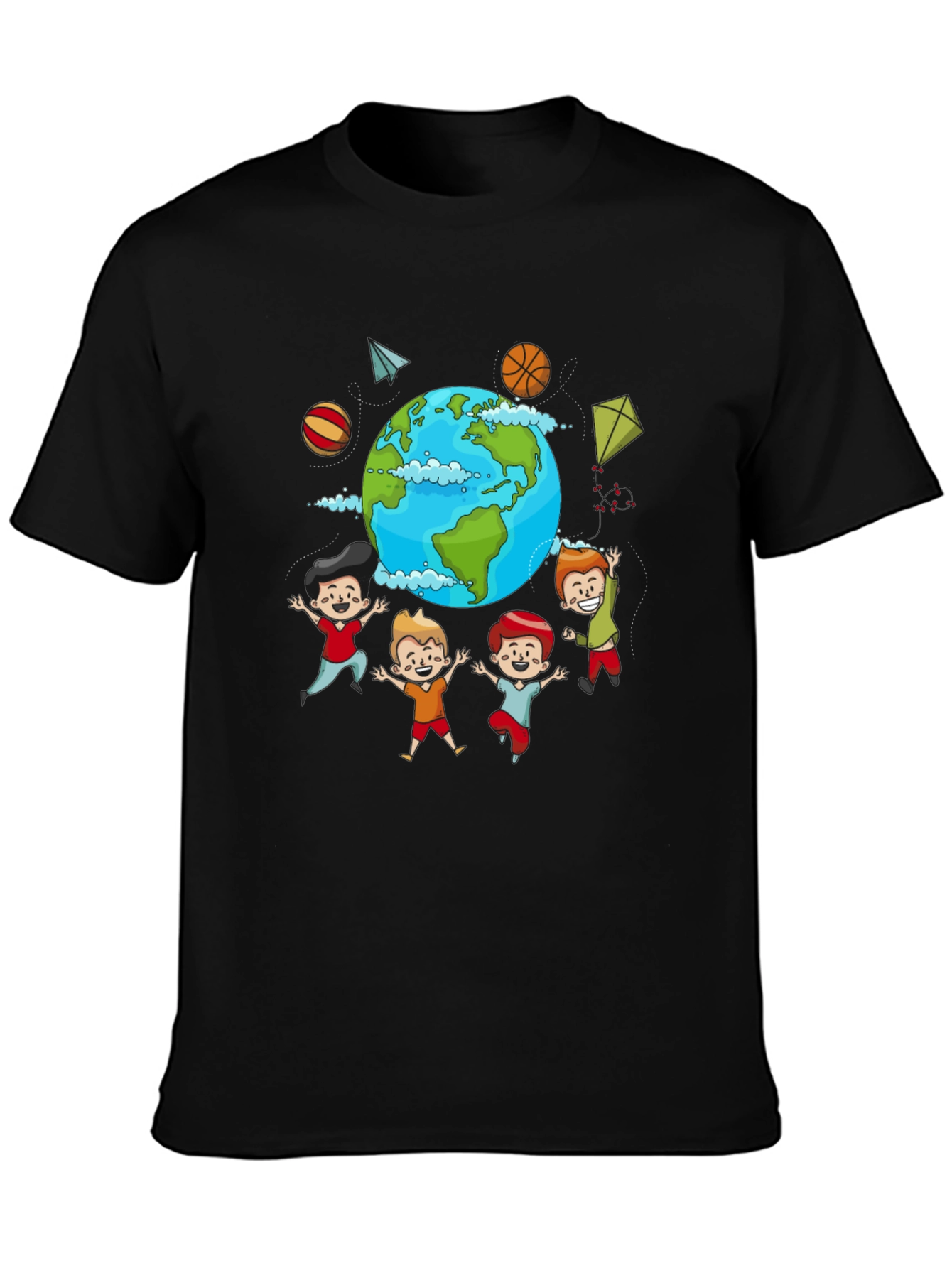 Black Global Kids Graphic T-Shirt - World Friendship Tee view 3