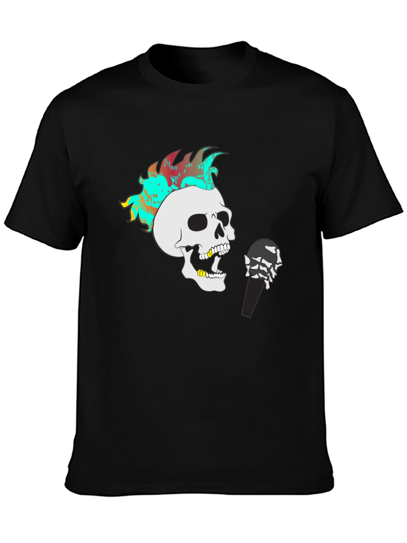 Black Skeleton Singer Graphic T-Shirt view 3