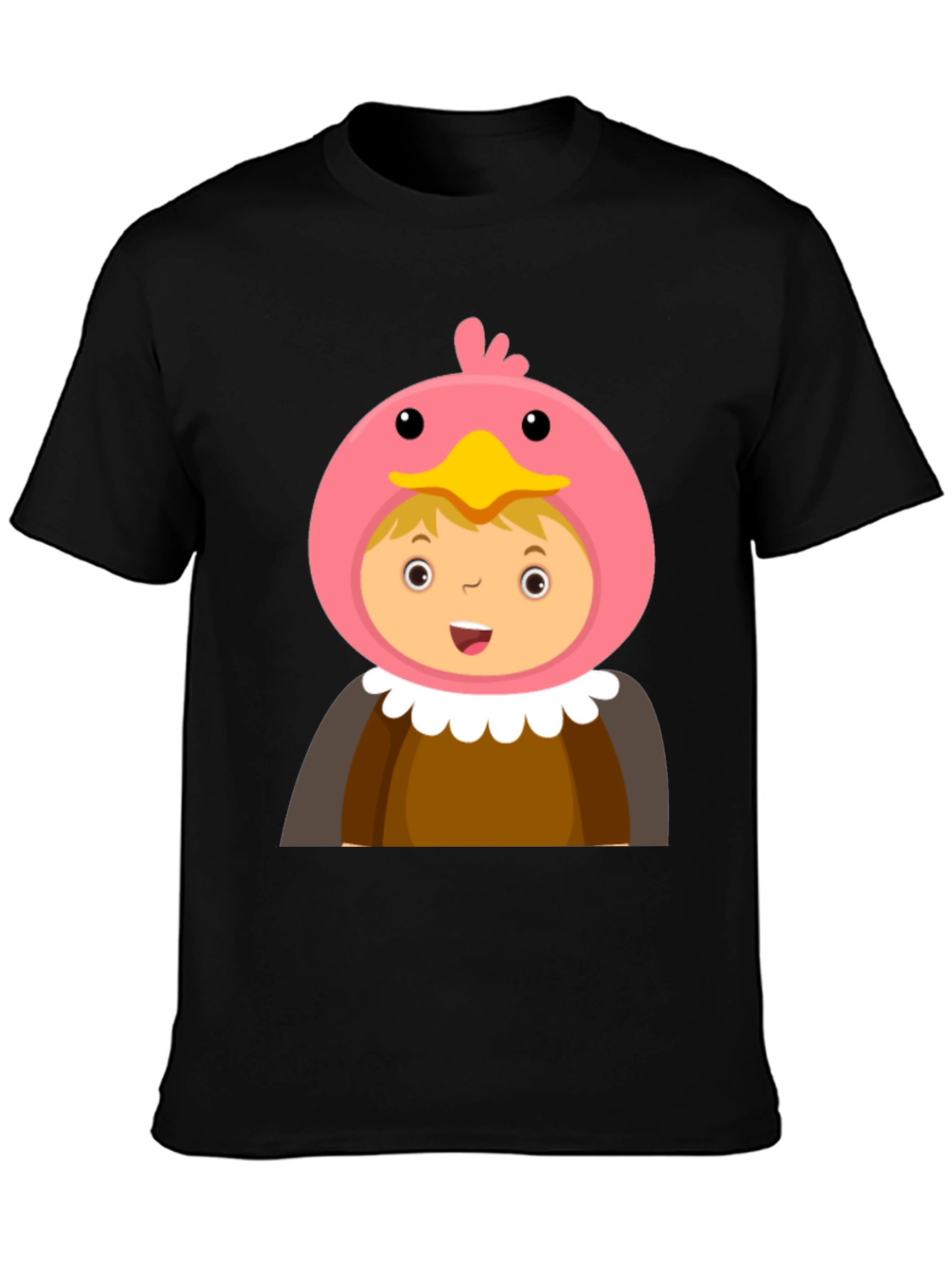 Black Cartoon Character T-Shirt, Bird Costume Design, Black Cotton Tee view 3