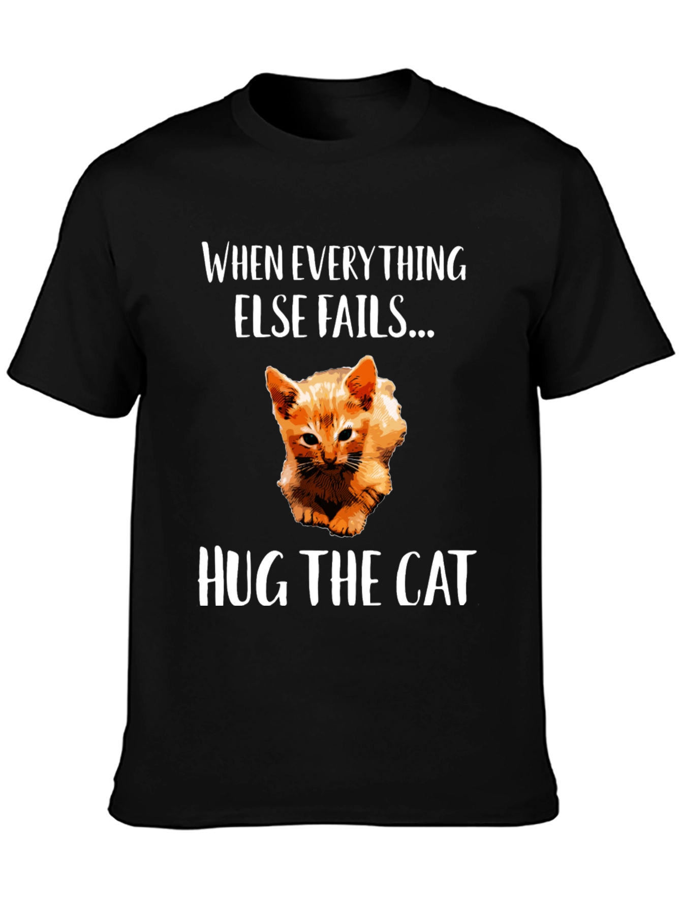 Black Hug The Cat T-Shirt Funny Graphic Tee view 3