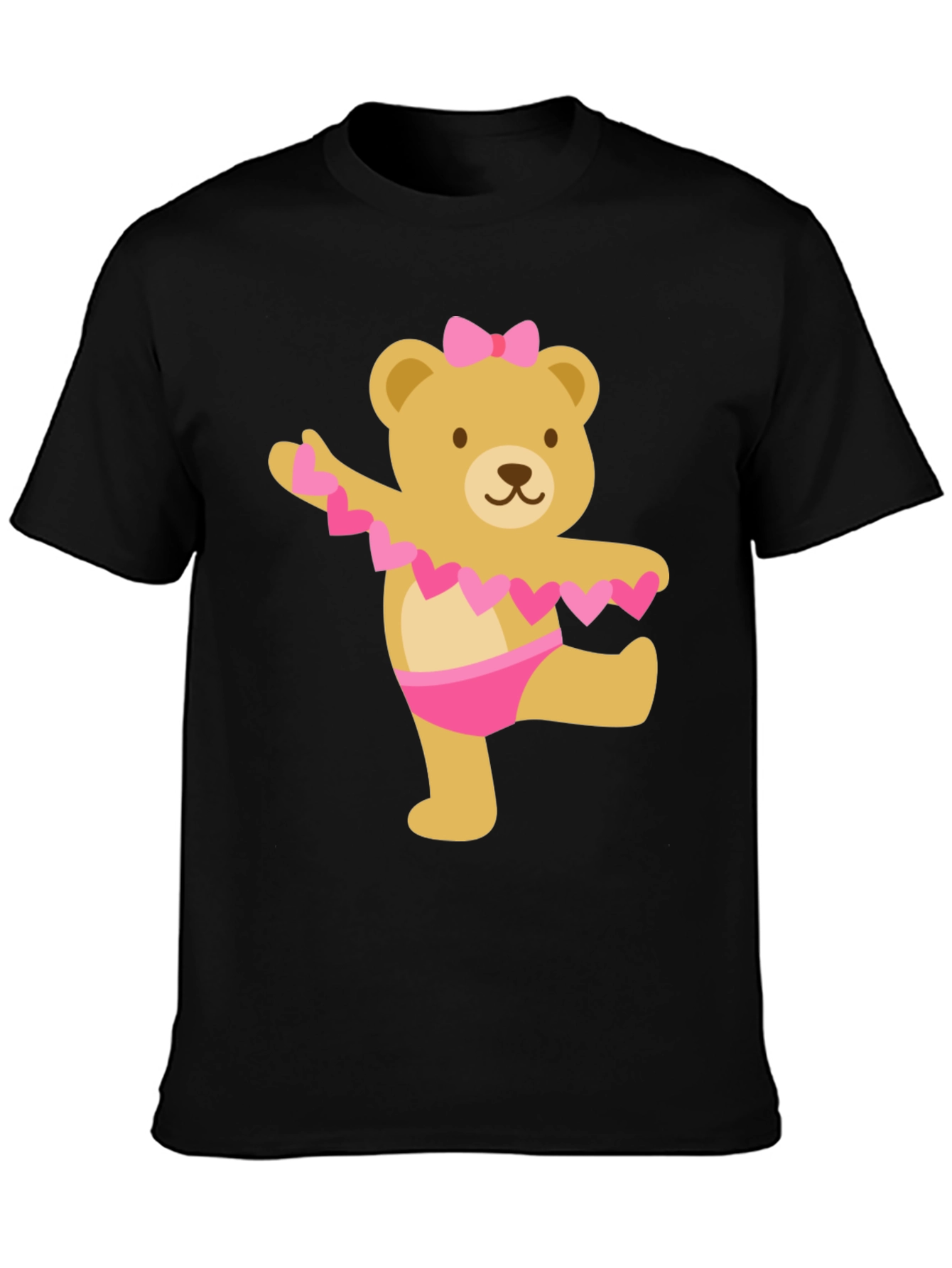 Black Cute Bear Ballet Dancer Black T-Shirt view 3