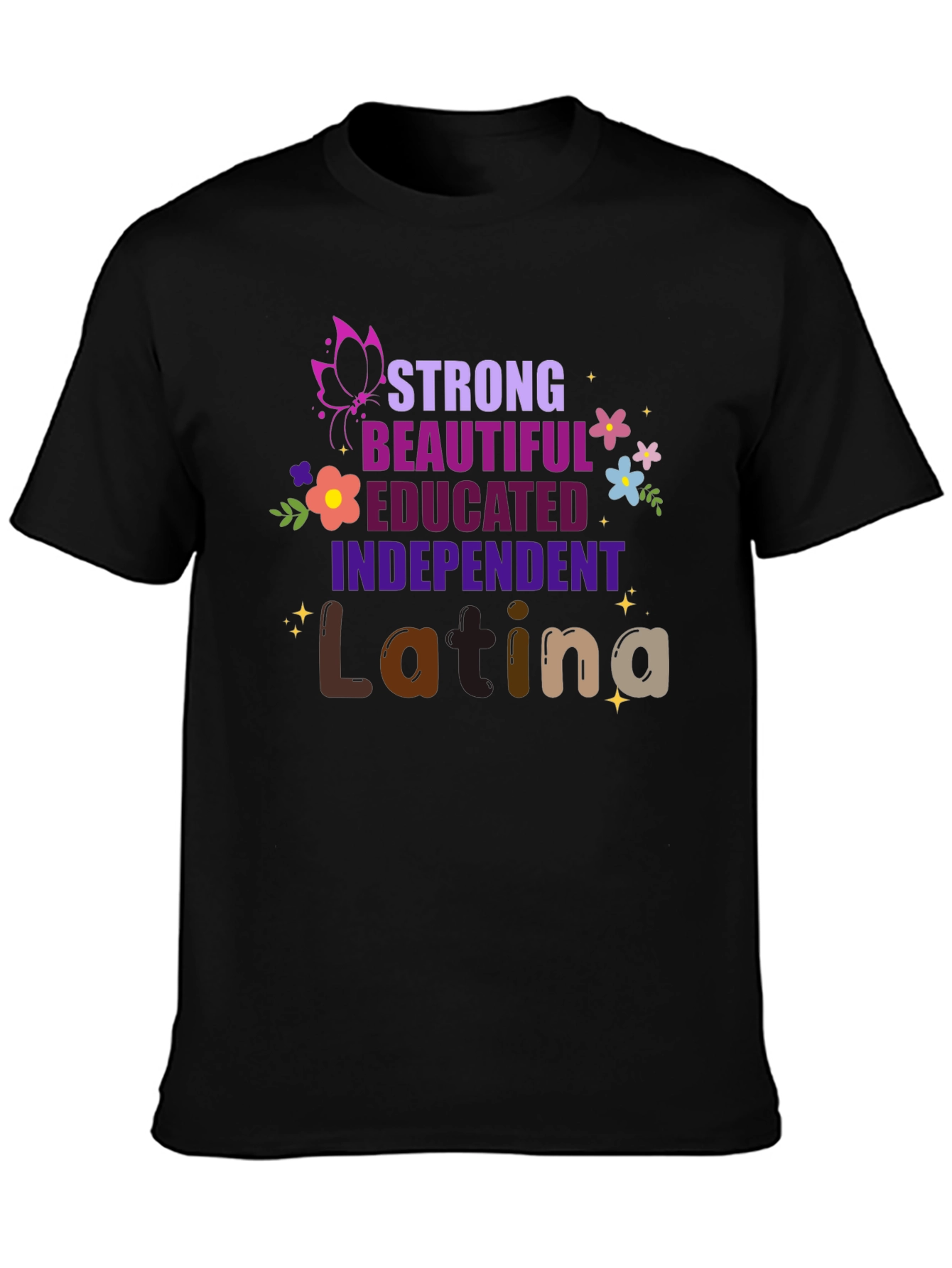 Black Strong Latina Graphic Tee - Empowerment Shirt view 3